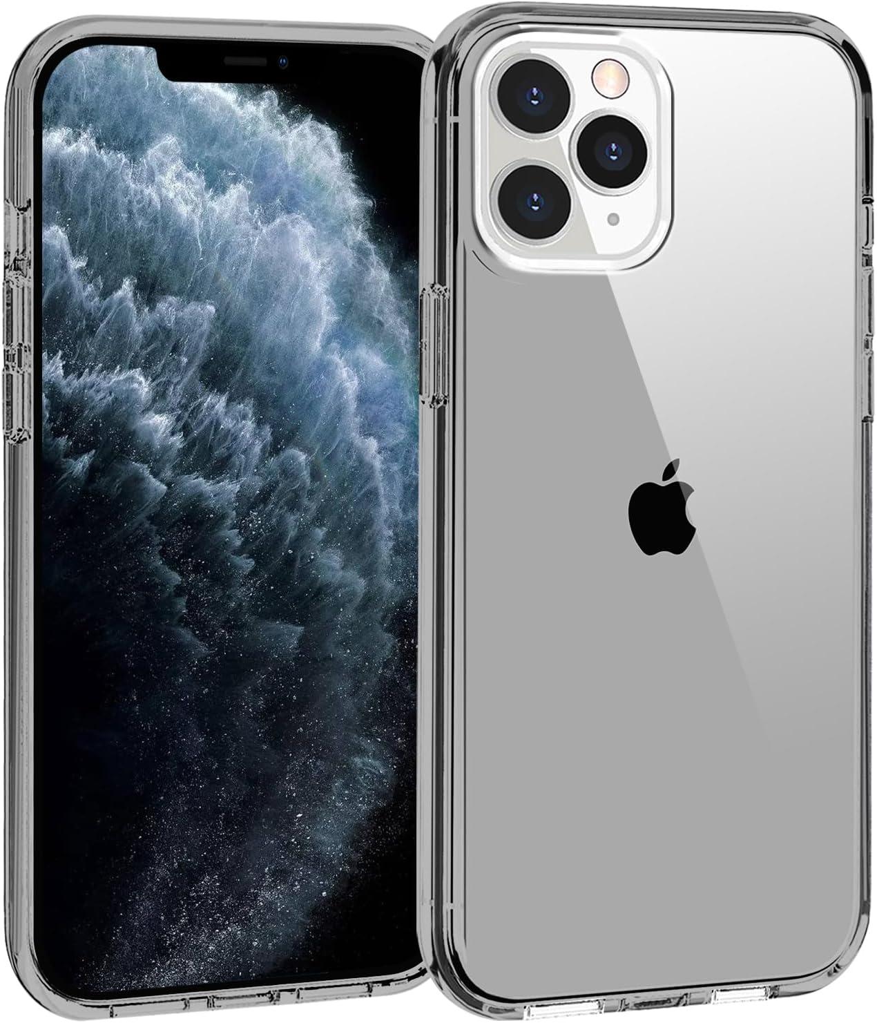 imageTENOC Phone Case Compatible with iPhone 13 amp iPhone 14 Black Case AntiFingerprint Protective Bumper Matte Cover for 61 InchClear Gray