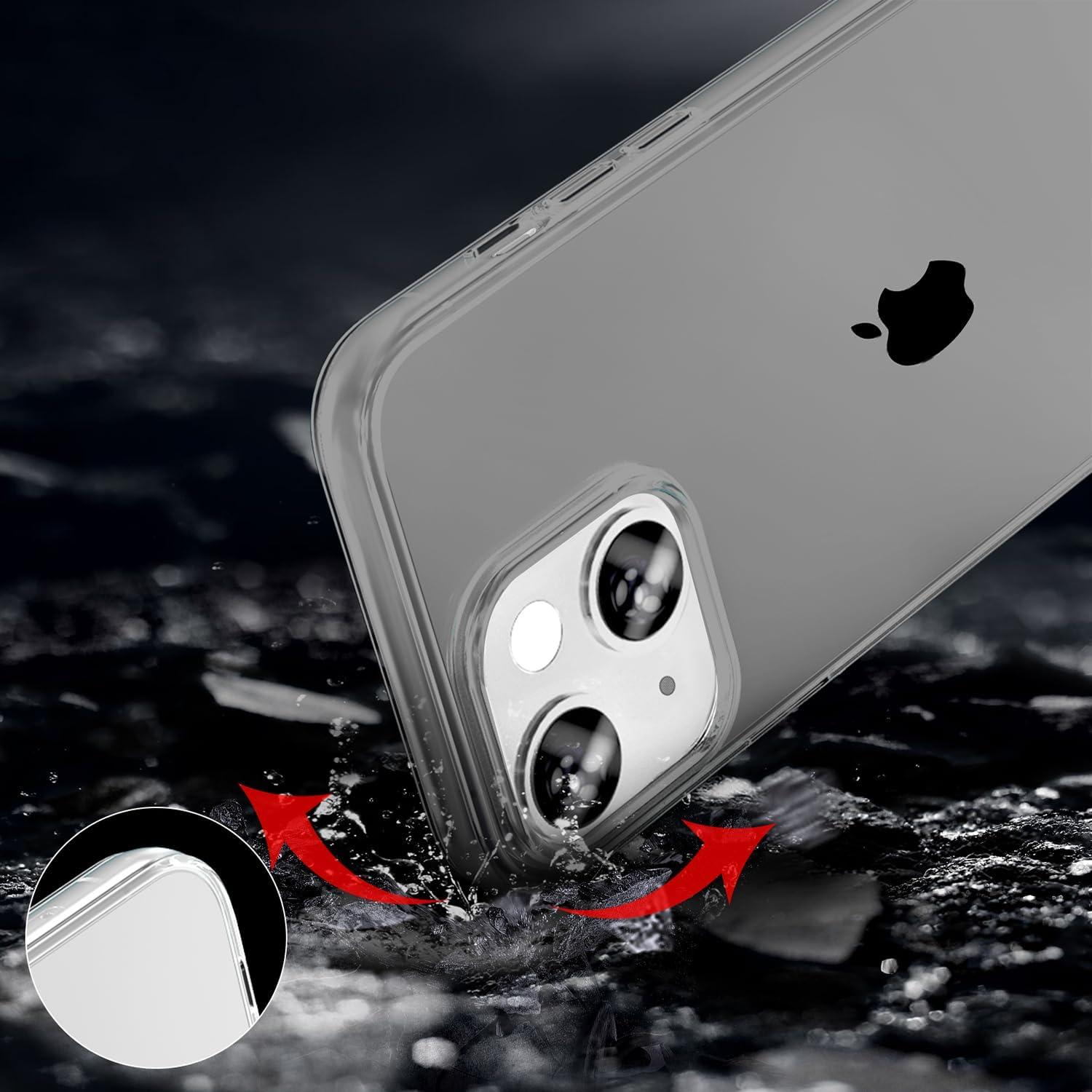 imageTENOC Phone Case Compatible with iPhone 13 amp iPhone 14 Black Case AntiFingerprint Protective Bumper Matte Cover for 61 InchClear Gray