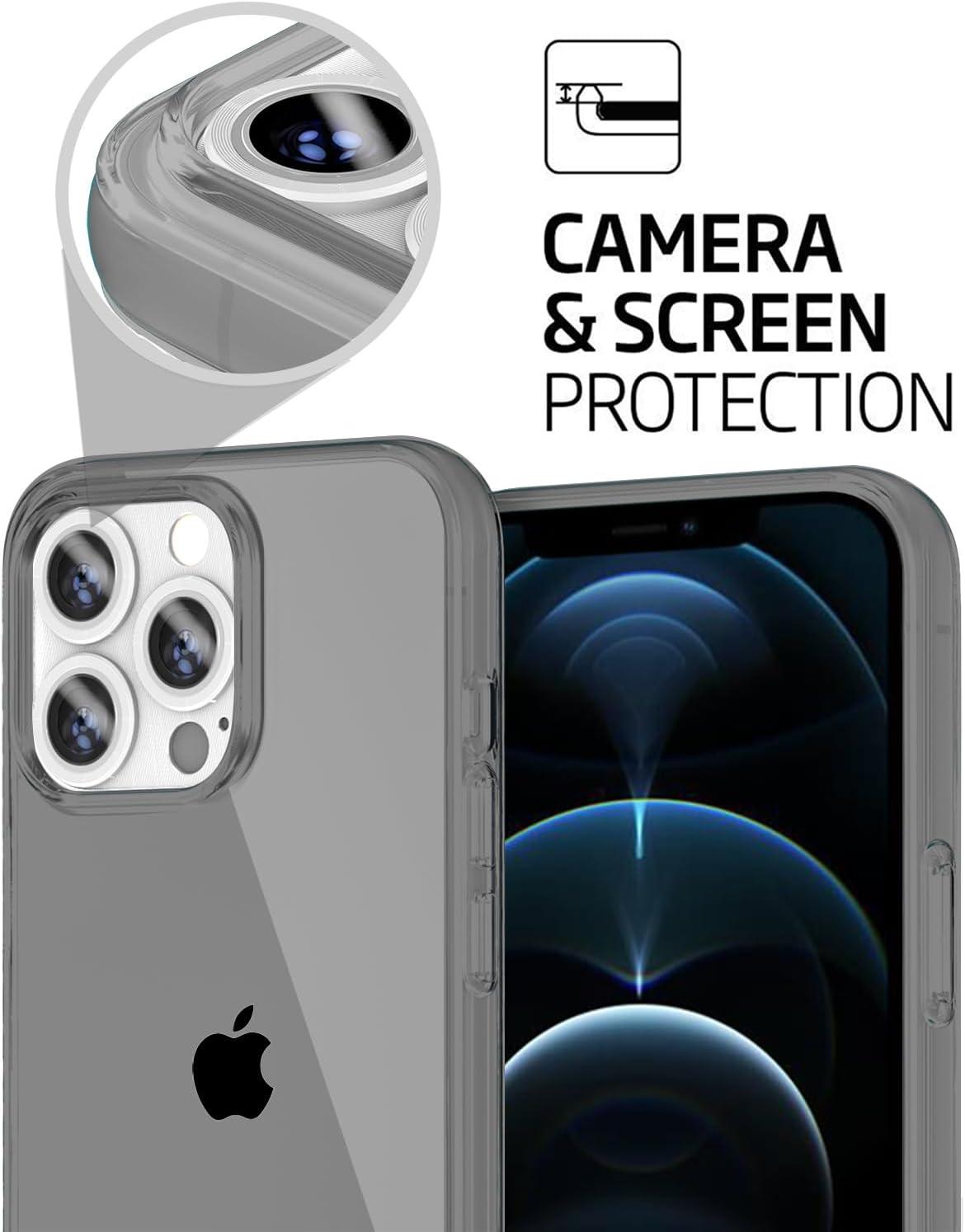 imageTENOC Phone Case Compatible with iPhone 13 amp iPhone 14 Black Case AntiFingerprint Protective Bumper Matte Cover for 61 InchClear Gray