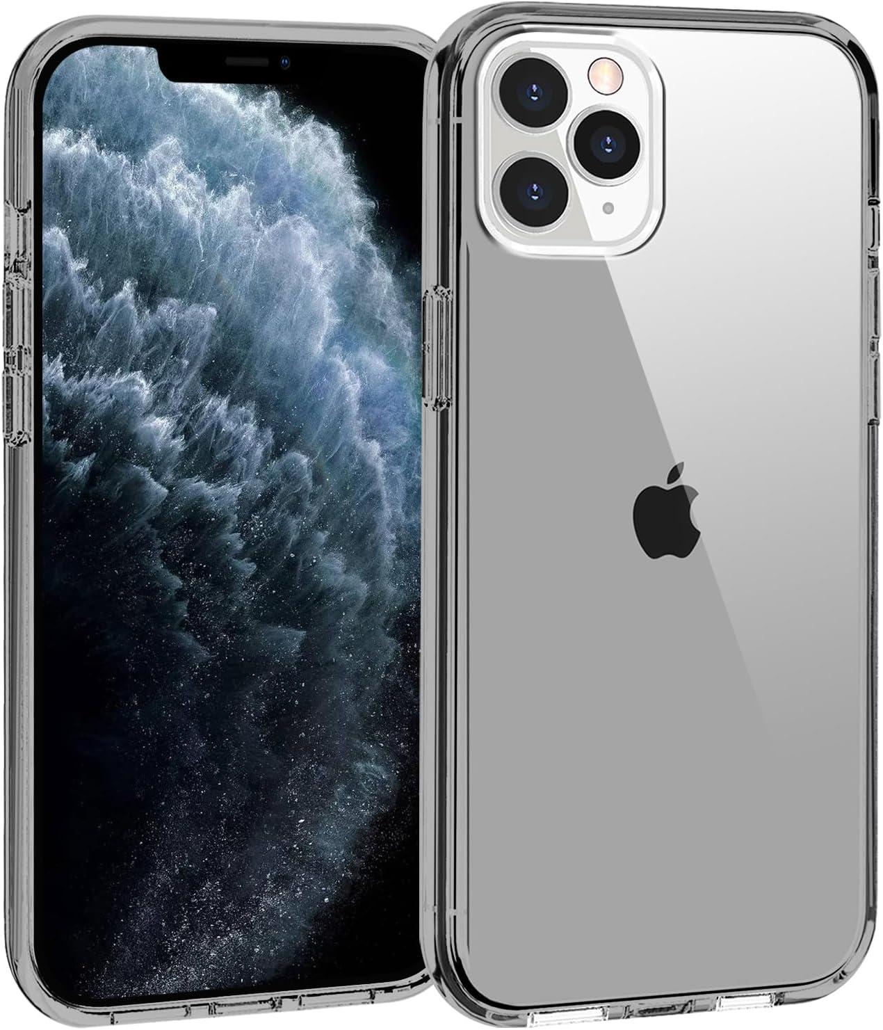imageTENOC Phone Case Compatible with iPhone 13 amp iPhone 14 Black Case AntiFingerprint Protective Bumper Matte Cover for 61 InchClear Gray