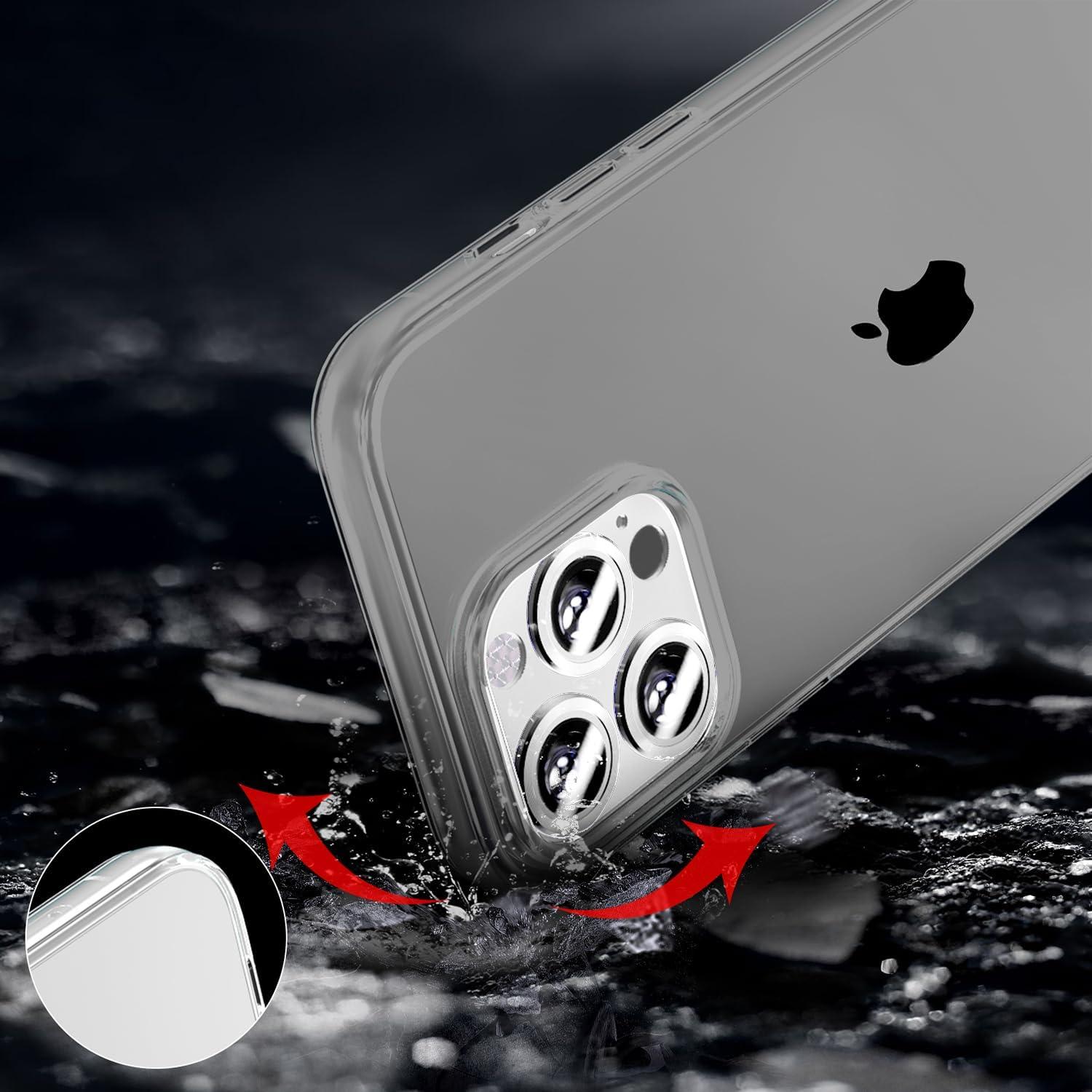 imageTENOC Phone Case Compatible with iPhone 13 amp iPhone 14 Black Case AntiFingerprint Protective Bumper Matte Cover for 61 InchClear Gray