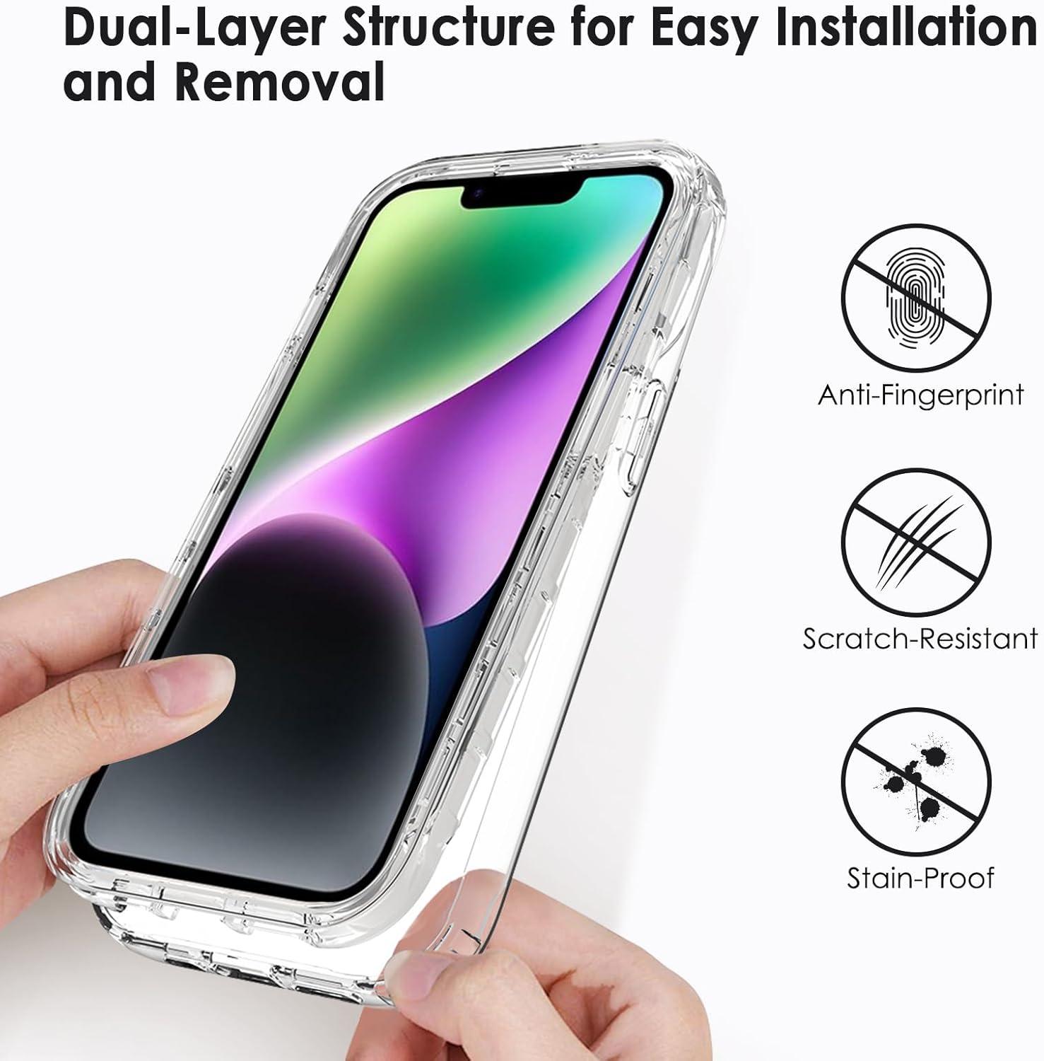 imageTENOC Phone Case Compatible with iPhone 13 amp iPhone 14 Black Case AntiFingerprint Protective Bumper Matte Cover for 61 InchClear Protective