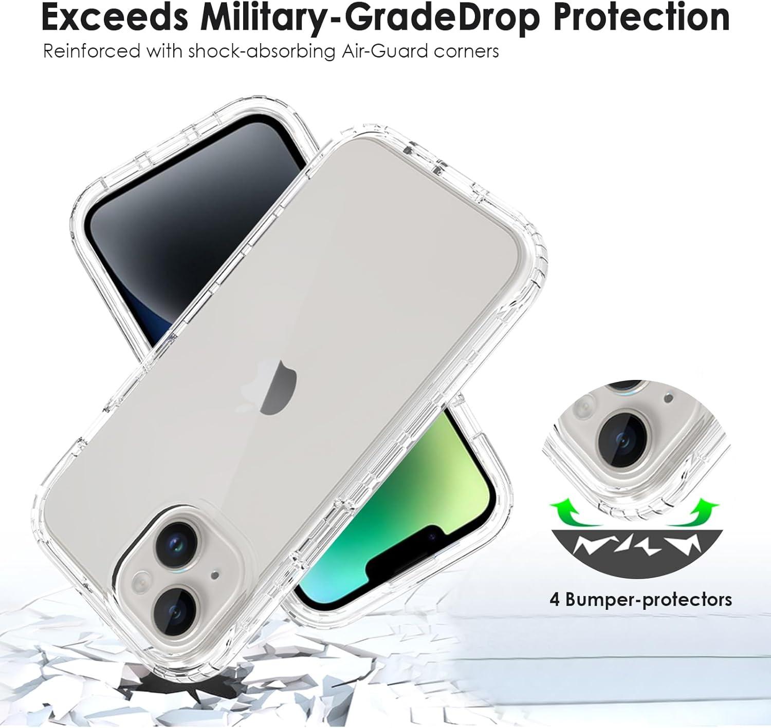 imageTENOC Phone Case Compatible with iPhone 13 amp iPhone 14 Black Case AntiFingerprint Protective Bumper Matte Cover for 61 InchClear Protective