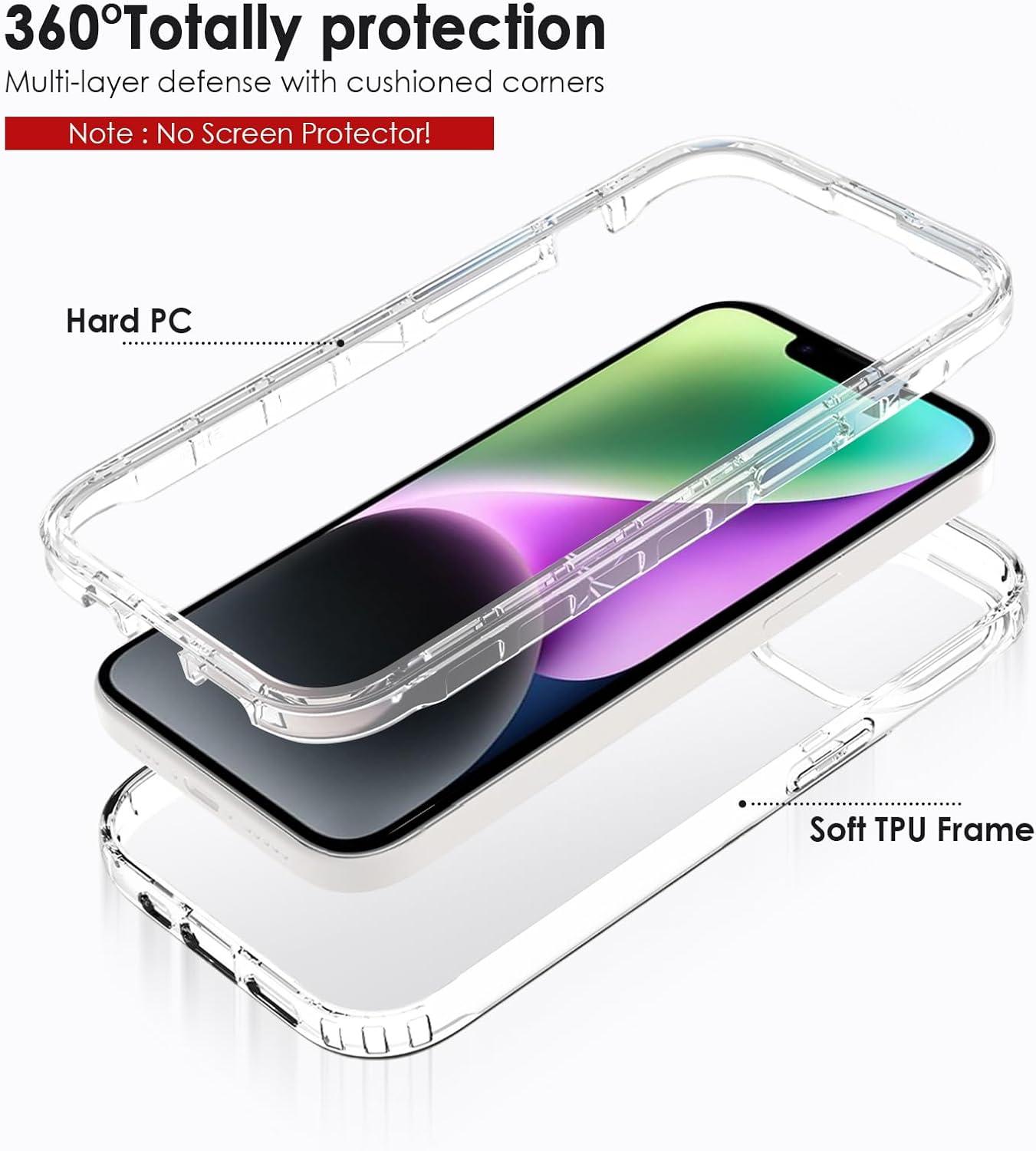 imageTENOC Phone Case Compatible with iPhone 13 amp iPhone 14 Black Case AntiFingerprint Protective Bumper Matte Cover for 61 InchClear Protective