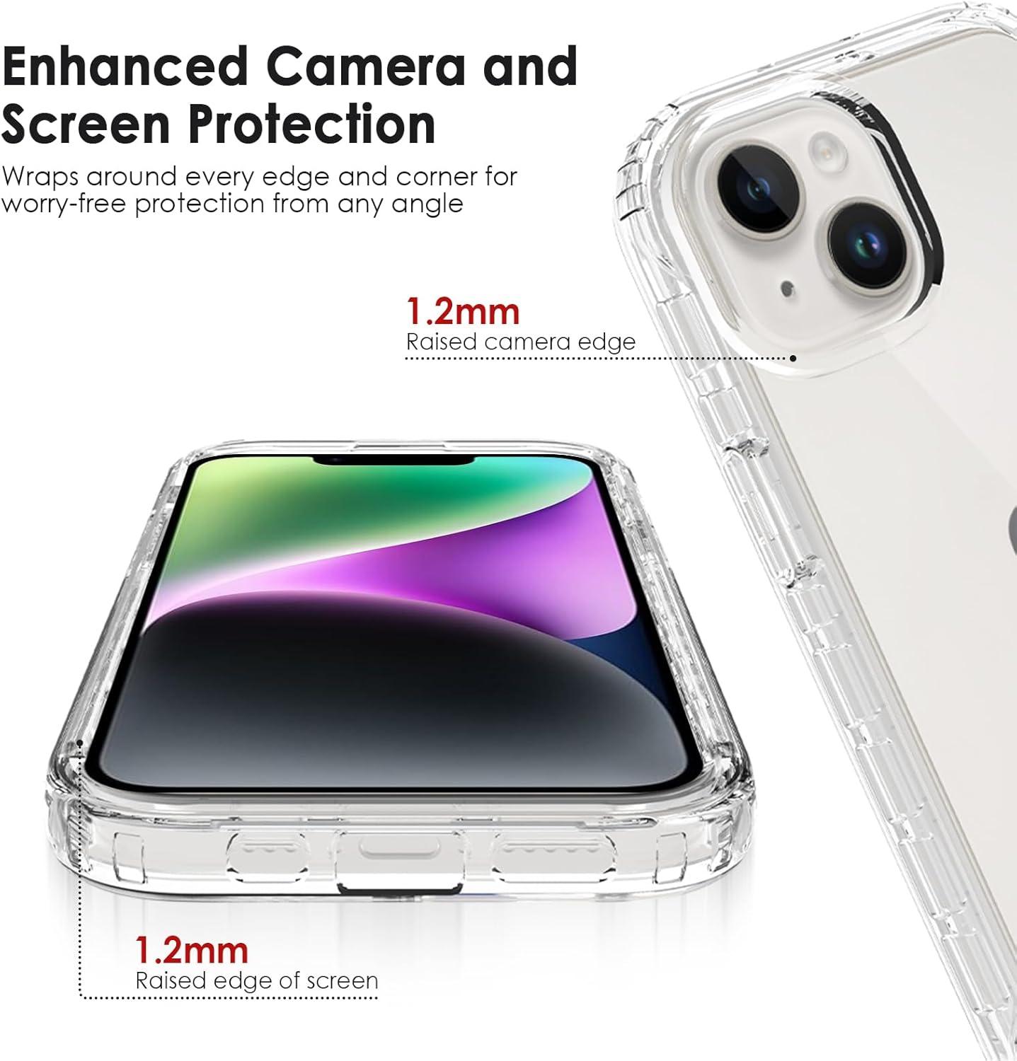 imageTENOC Phone Case Compatible with iPhone 13 amp iPhone 14 Black Case AntiFingerprint Protective Bumper Matte Cover for 61 InchClear Protective