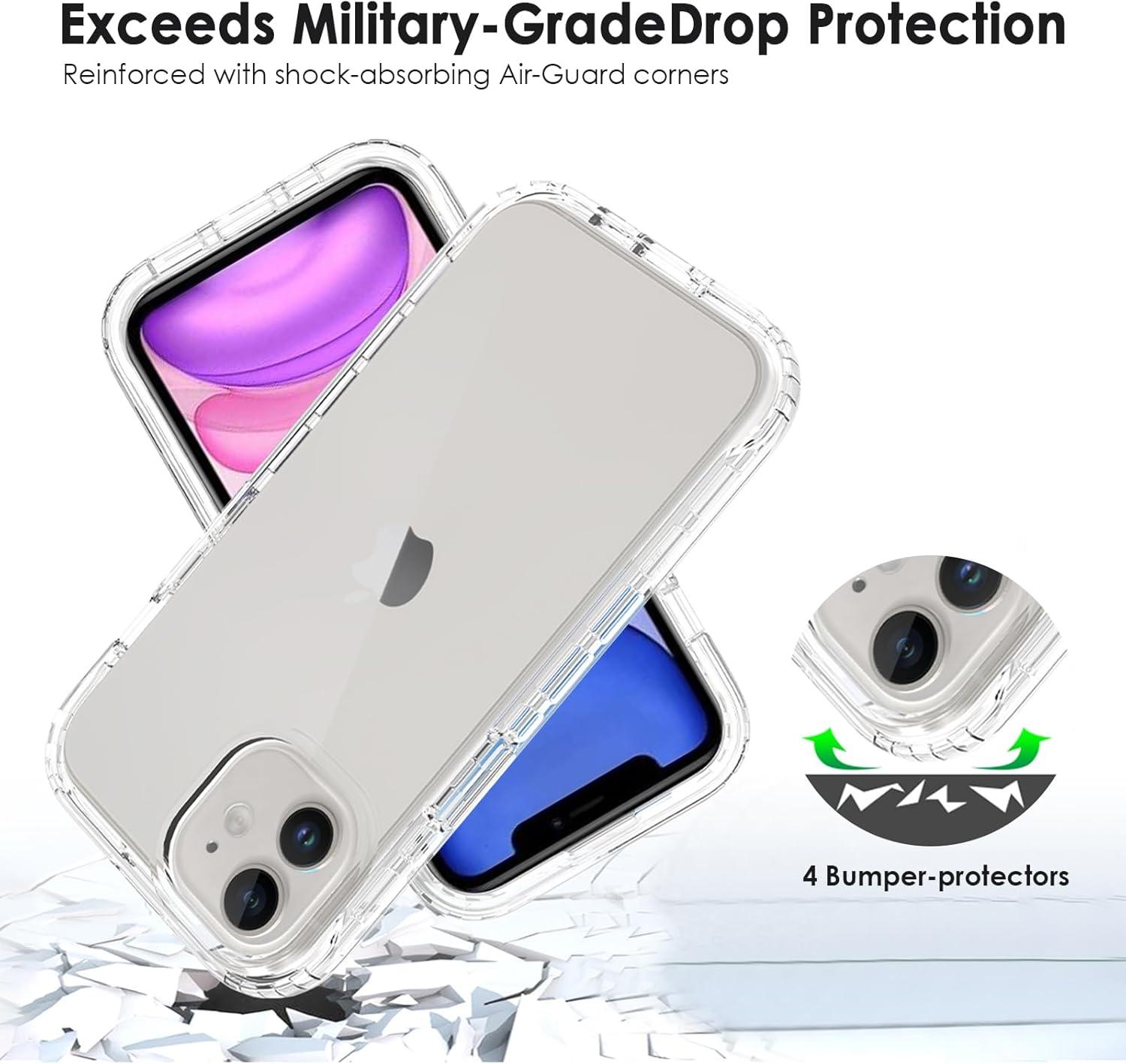 imageTENOC Phone Case Compatible with iPhone 13 amp iPhone 14 Black Case AntiFingerprint Protective Bumper Matte Cover for 61 InchClear Protective