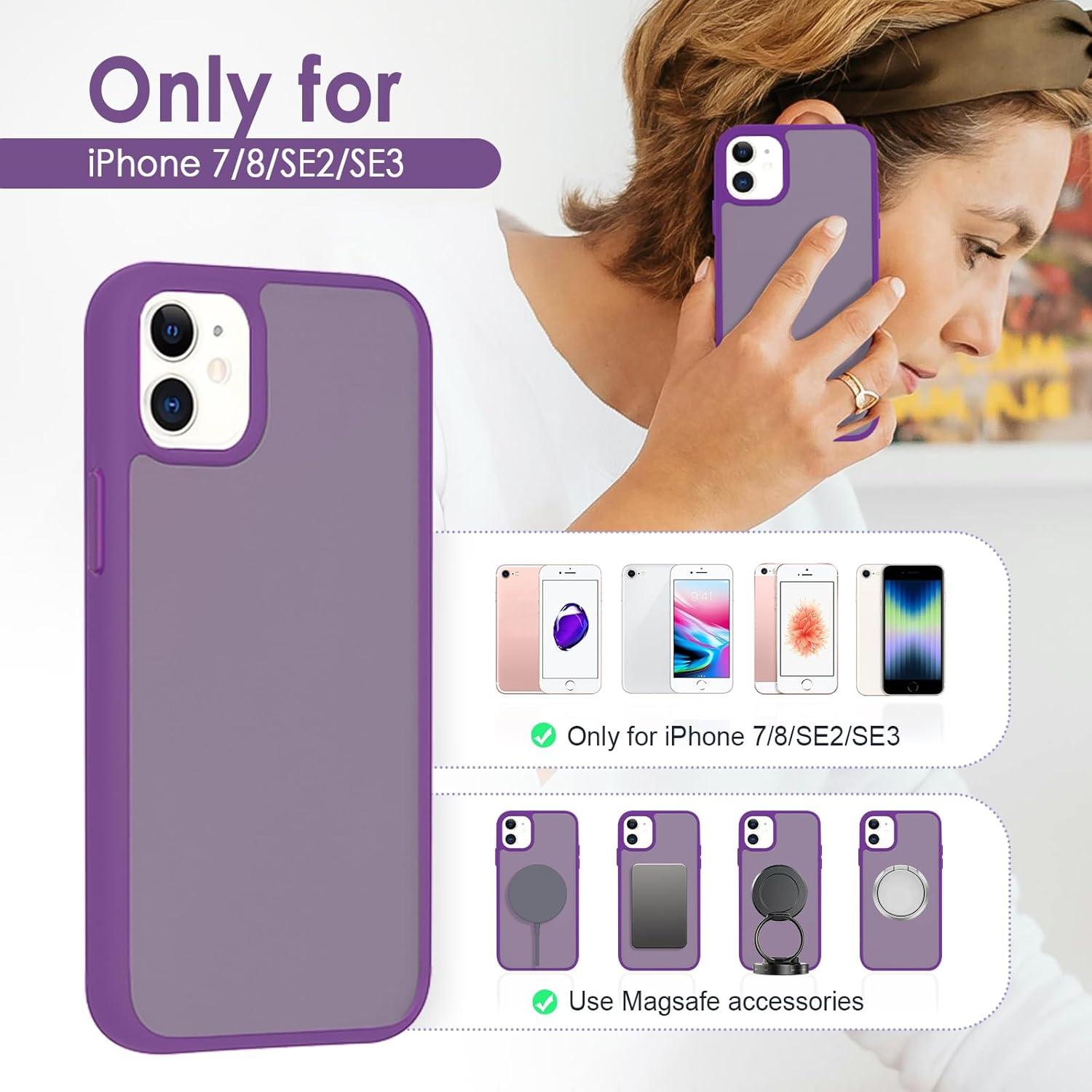 imageTENOC Phone Case Compatible with iPhone 13 amp iPhone 14 Black Case AntiFingerprint Protective Bumper Matte Cover for 61 InchTranslucent Dark Purple