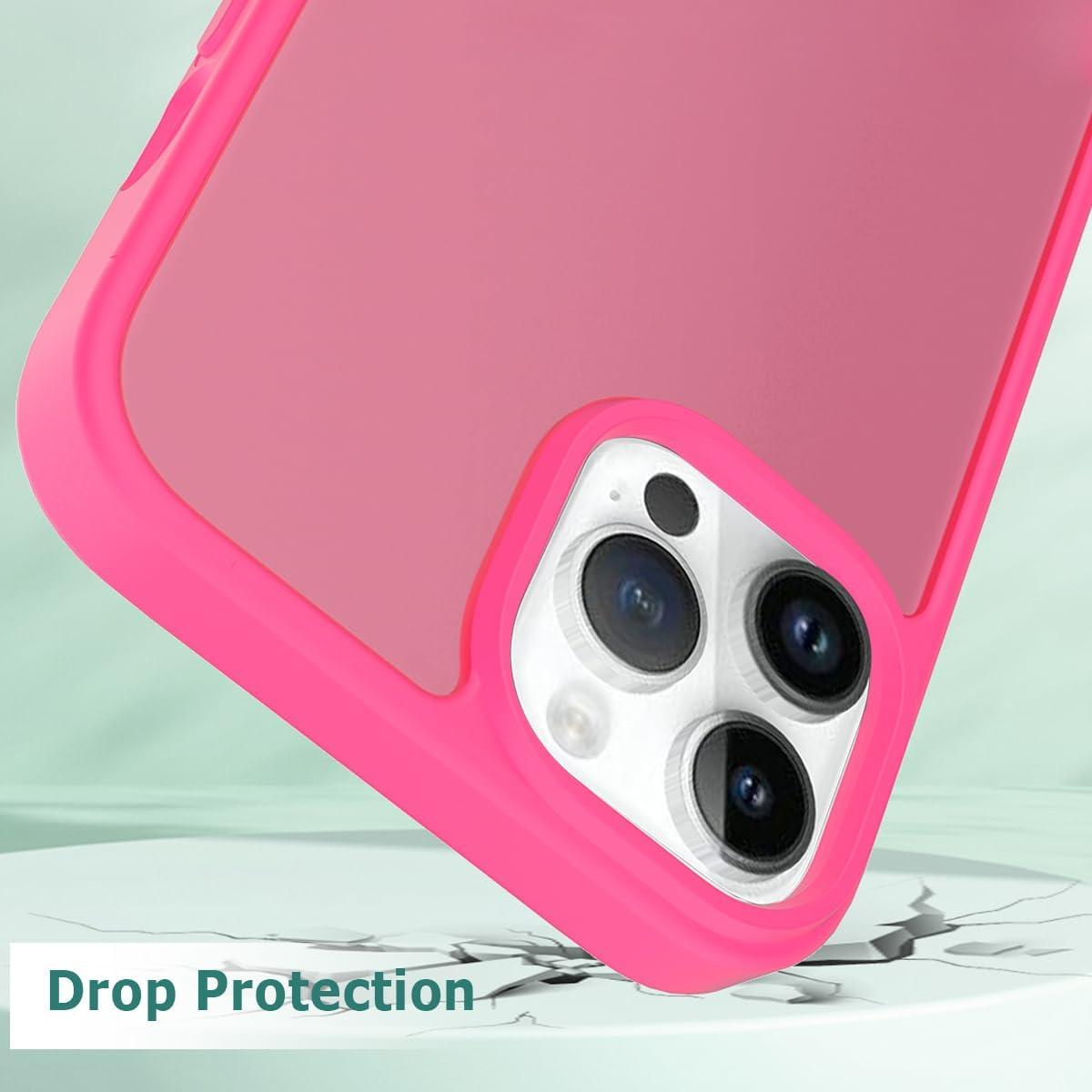 imageTENOC Phone Case Compatible with iPhone 13 amp iPhone 14 Black Case AntiFingerprint Protective Bumper Matte Cover for 61 InchTranslucent Hot Pink