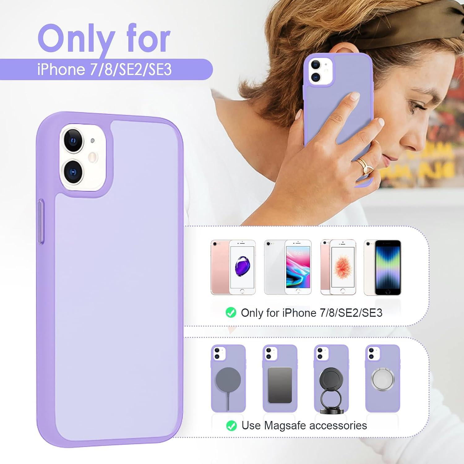 imageTENOC Phone Case Compatible with iPhone 13 amp iPhone 14 Black Case AntiFingerprint Protective Bumper Matte Cover for 61 InchTranslucent Light Purple