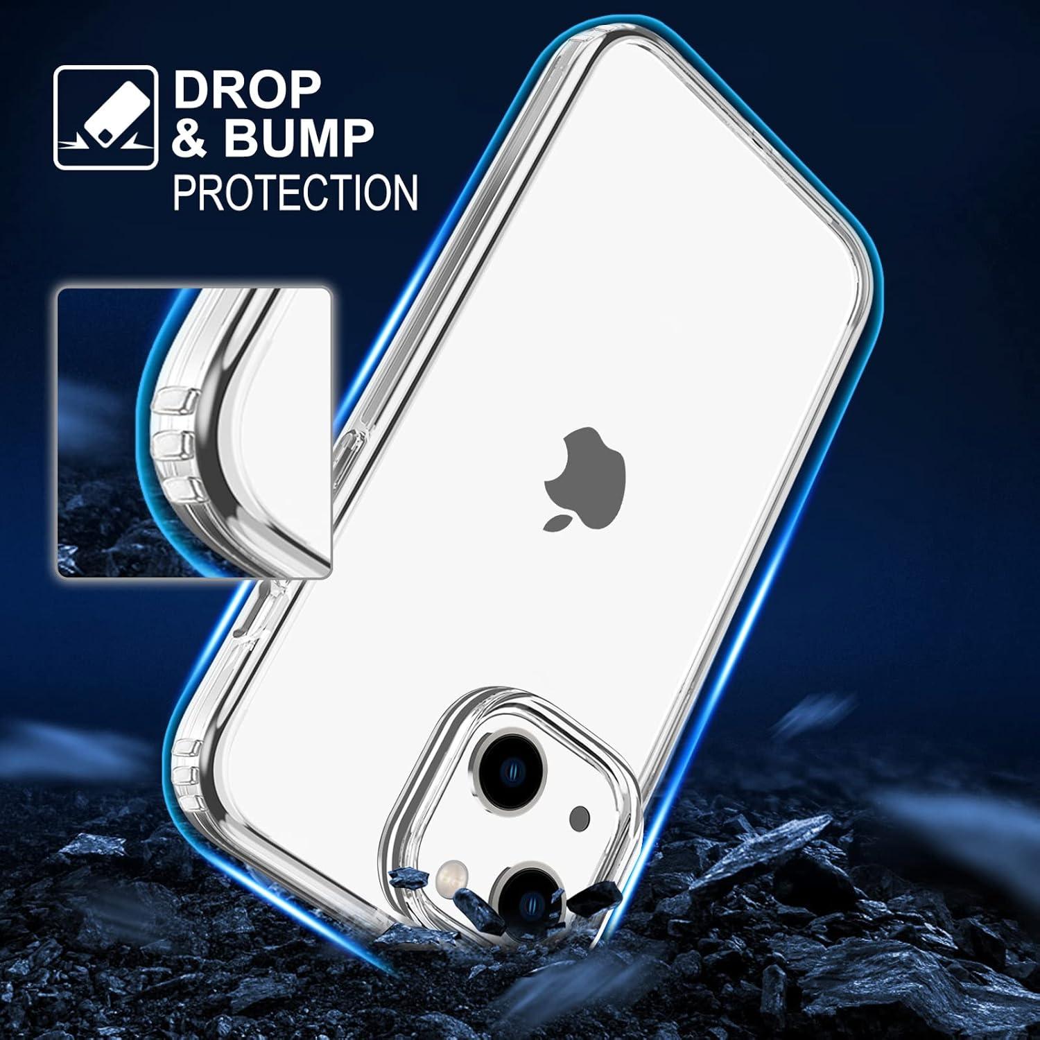 imageTENOC Phone Case Compatible with iPhone 13 amp iPhone 14 Clear Case Shockproof Protective Bumper Slim Cover for 61 InchClear AntiYellowing