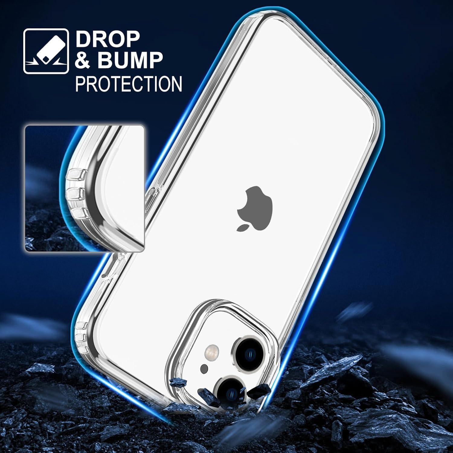 imageTENOC Phone Case Compatible with iPhone 13 amp iPhone 14 Clear Case Shockproof Protective Bumper Slim Cover for 61 InchClear AntiYellowing