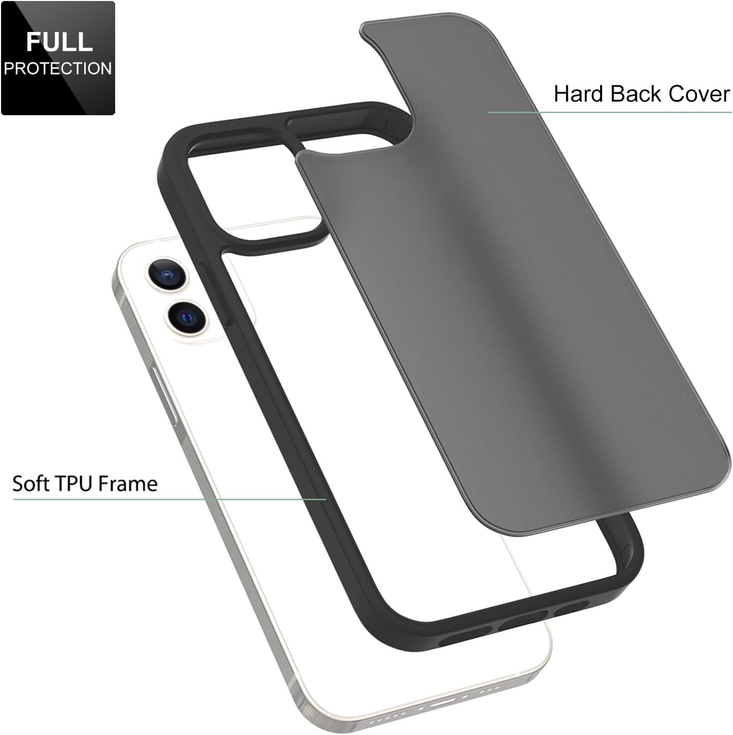 imageTENOC Phone Case Compatible with iPhone 13 amp iPhone 14 Clear Case Shockproof Protective Bumper Slim Cover for 61 InchTranslucent Black
