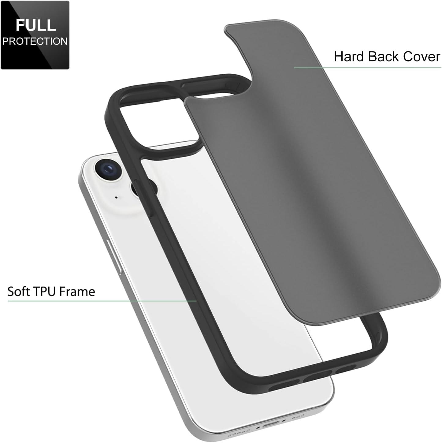 imageTENOC Phone Case Compatible with iPhone 13 amp iPhone 14 Clear Case Shockproof Protective Bumper Slim Cover for 61 InchTranslucent Black