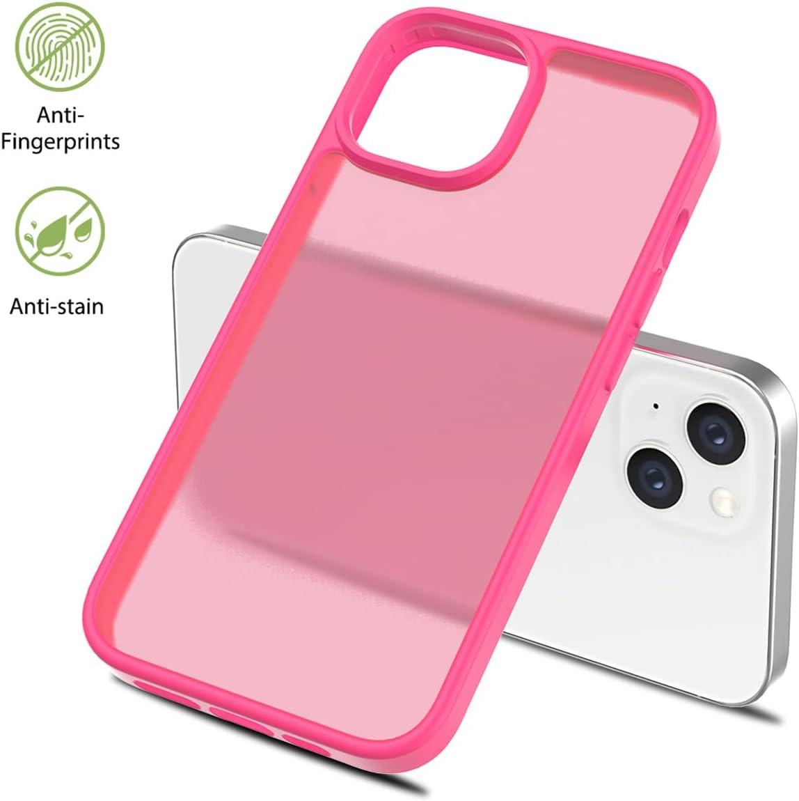 imageTENOC Phone Case Compatible with iPhone 13 amp iPhone 14 Clear Case Shockproof Protective Bumper Slim Cover for 61 InchTranslucent Hot Pink