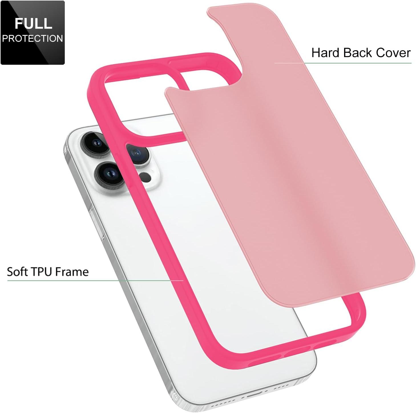 imageTENOC Phone Case Compatible with iPhone 13 amp iPhone 14 Clear Case Shockproof Protective Bumper Slim Cover for 61 InchTranslucent Hot Pink