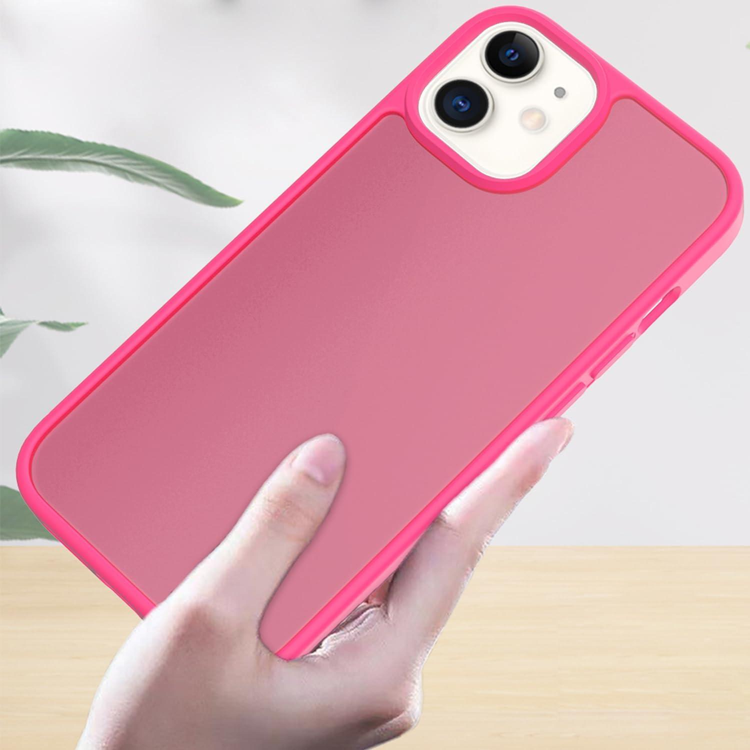 imageTENOC Phone Case Compatible with iPhone 13 amp iPhone 14 Clear Case Shockproof Protective Bumper Slim Cover for 61 InchTranslucent Hot Pink