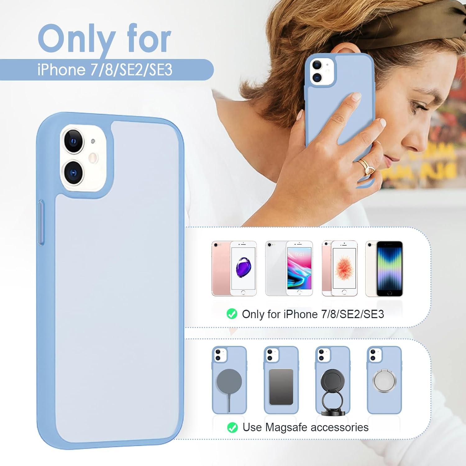 imageTENOC Phone Case Compatible with iPhone 13 amp iPhone 14 Clear Case Shockproof Protective Bumper Slim Cover for 61 InchTranslucent Sierra Blue