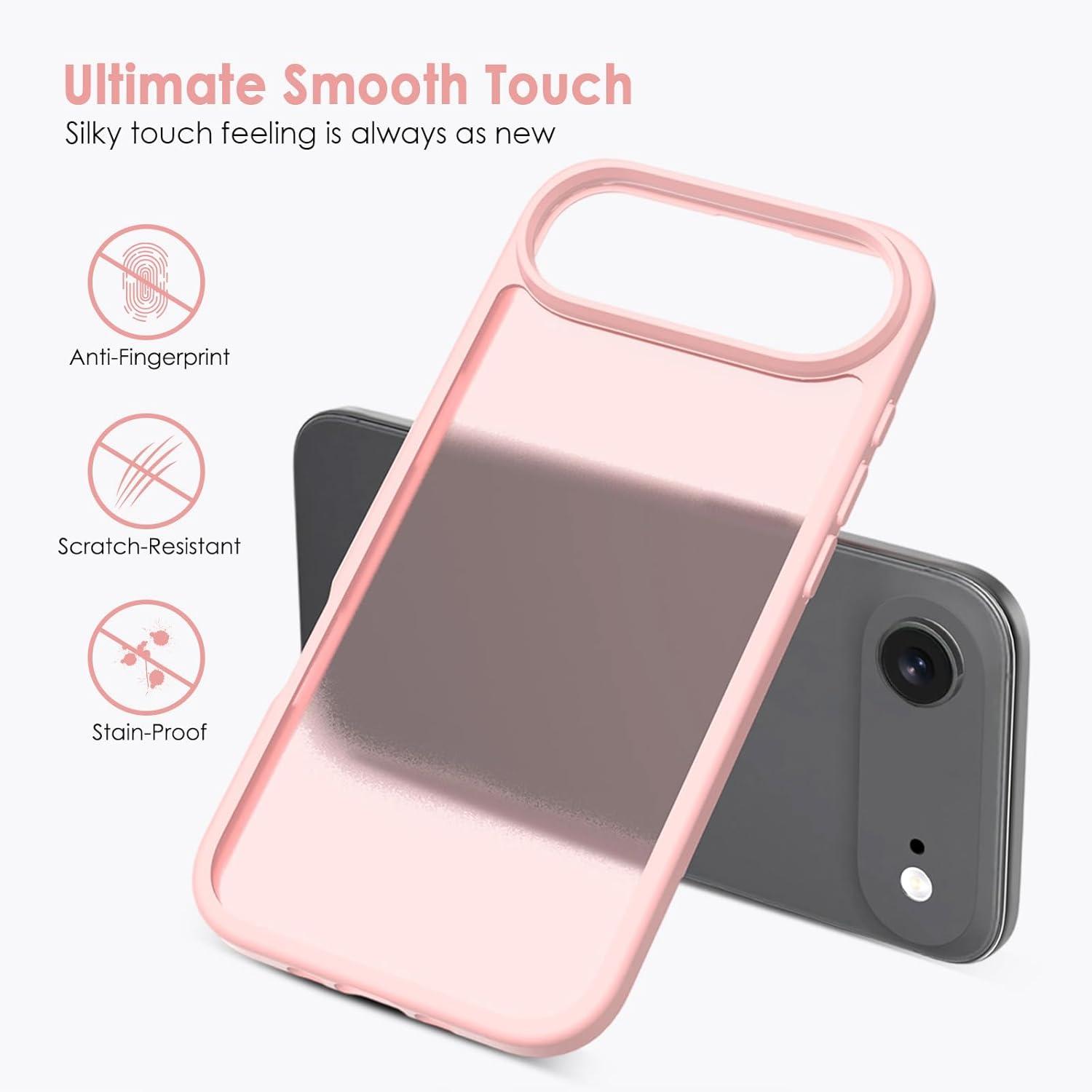 imageTENOC Phone Case Compatible with iPhone 15 Black Case AntiFingerprint Protective Bumper Matte Cover for 61 InchTranslucent Pink