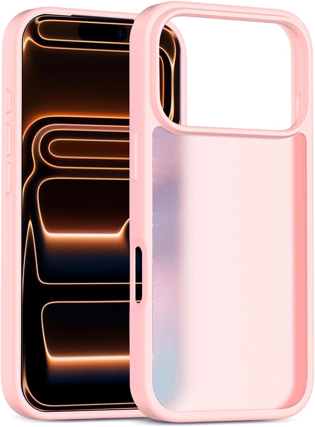 imageTENOC Phone Case Compatible with iPhone 15 Black Case AntiFingerprint Protective Bumper Matte Cover for 61 InchTranslucent Pink