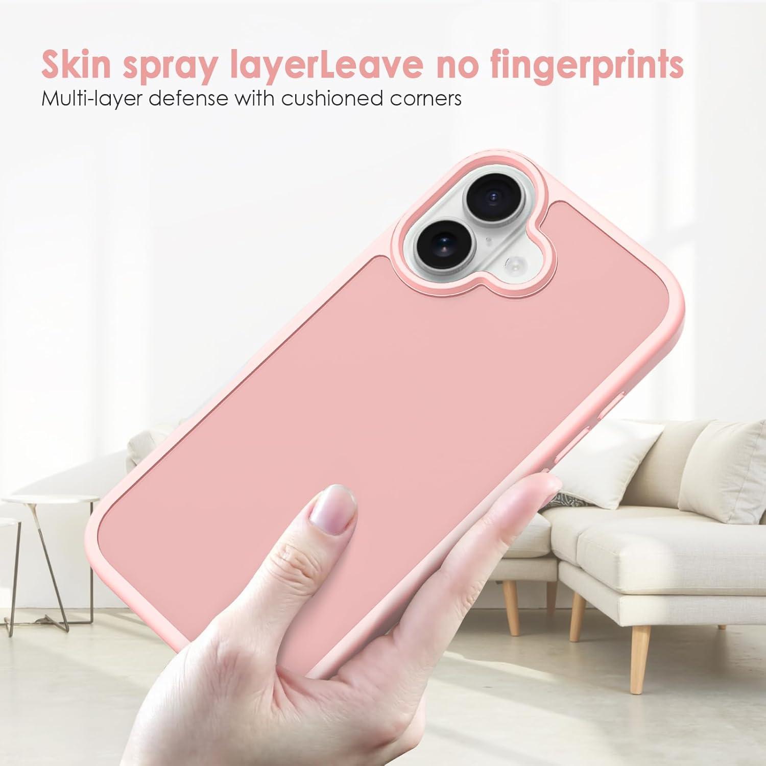 imageTENOC Phone Case Compatible with iPhone 15 Black Case AntiFingerprint Protective Bumper Matte Cover for 61 InchTranslucent Pink