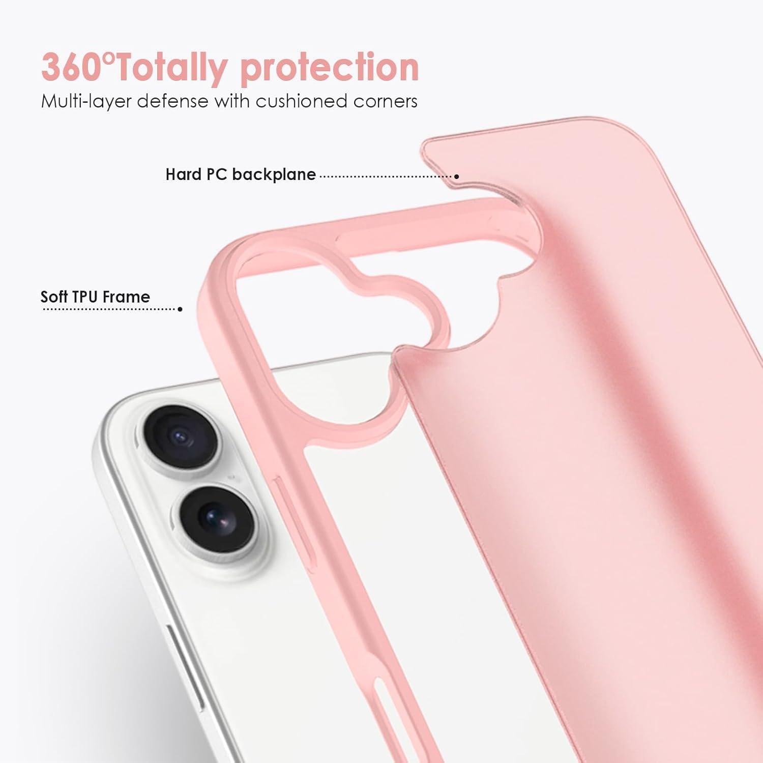 imageTENOC Phone Case Compatible with iPhone 15 Black Case AntiFingerprint Protective Bumper Matte Cover for 61 InchTranslucent Pink