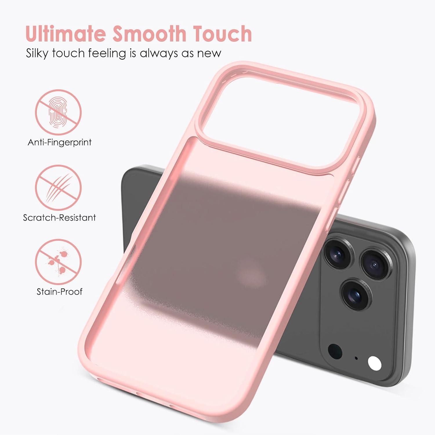 imageTENOC Phone Case Compatible with iPhone 15 Black Case AntiFingerprint Protective Bumper Matte Cover for 61 InchTranslucent Pink