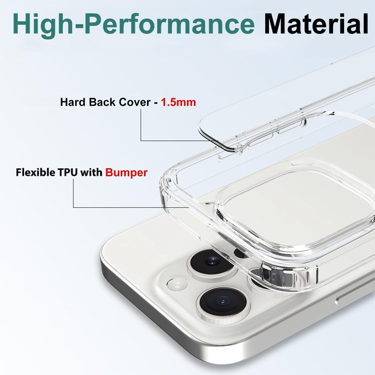 imageTENOC Phone Case Compatible with iPhone 15 Pro Max Clear Case Shockproof Protective Bumper Slim Cover for 67 InchClear AntiYellowing
