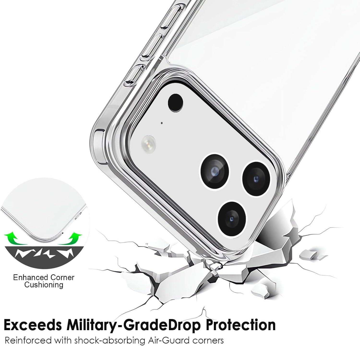 imageTENOC Phone Case Compatible with iPhone 15 Pro Max Clear Case Shockproof Protective Bumper Slim Cover for 67 InchClear AntiYellowing