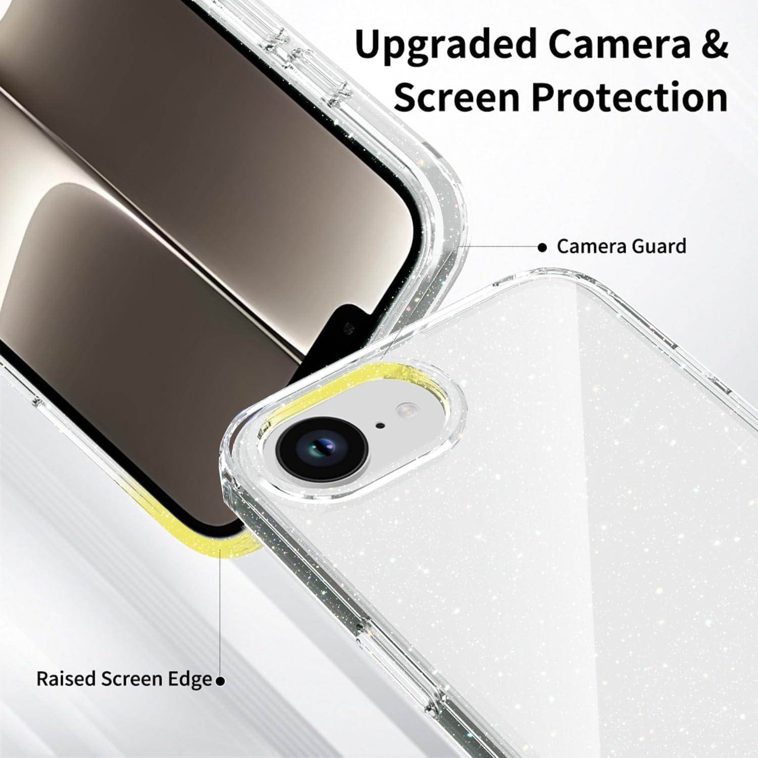 imageTENOC Phone Case Compatible with iPhone 15 Pro Max Clear Case Shockproof Protective Bumper Slim Cover for 67 InchClear Glitter