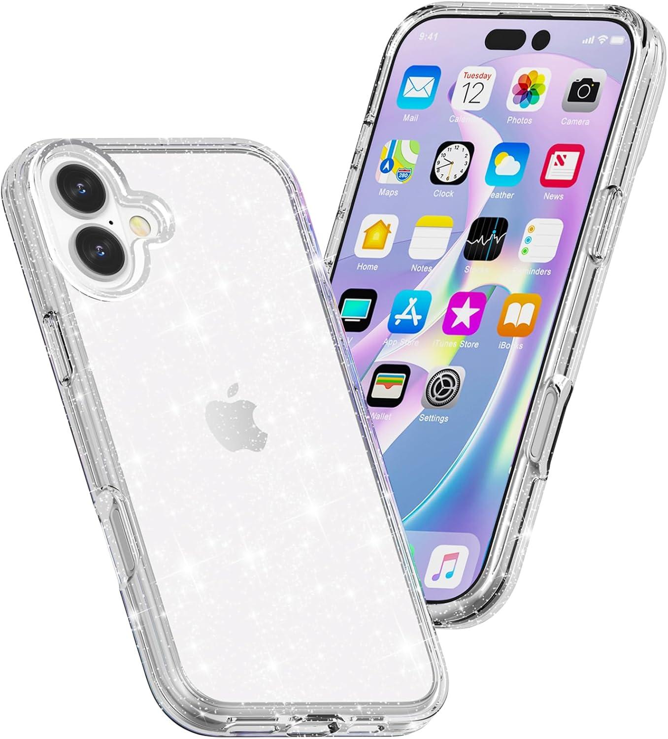 imageTENOC Phone Case Compatible with iPhone 15 Pro Max Clear Case Shockproof Protective Bumper Slim Cover for 67 InchClear Glitter