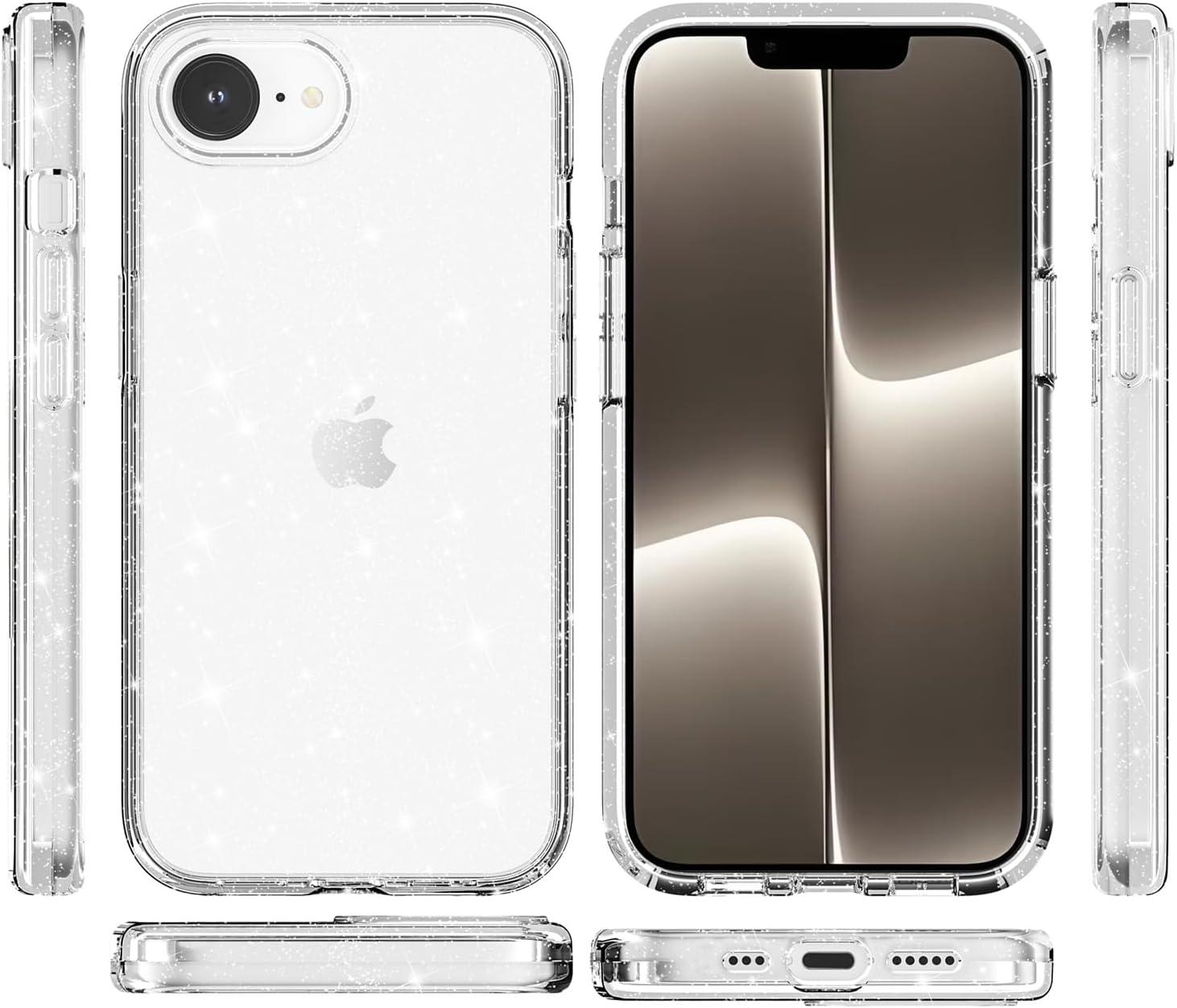 imageTENOC Phone Case Compatible with iPhone 15 Pro Max Clear Case Shockproof Protective Bumper Slim Cover for 67 InchClear Glitter