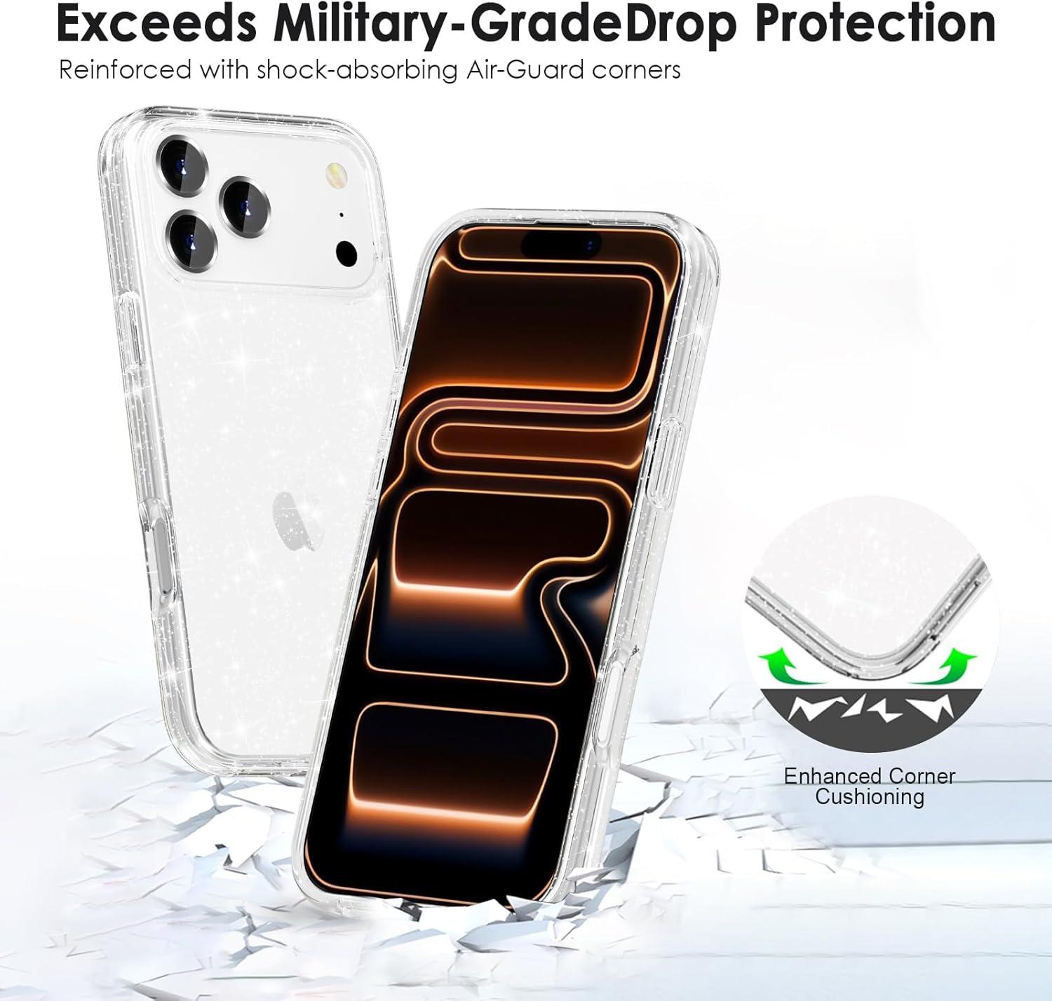 imageTENOC Phone Case Compatible with iPhone 15 Pro Max Clear Case Shockproof Protective Bumper Slim Cover for 67 InchClear Glitter