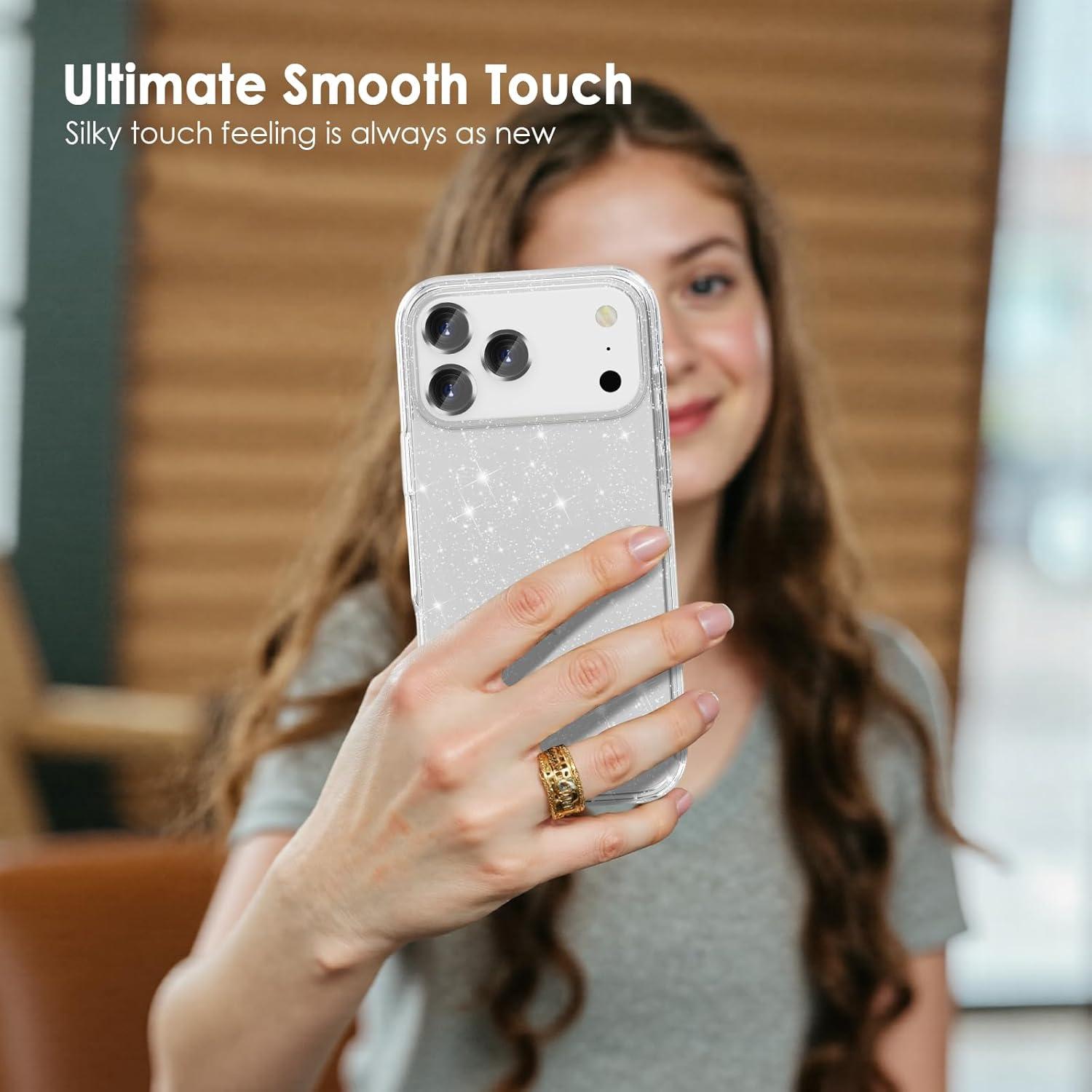 imageTENOC Phone Case Compatible with iPhone 15 Pro Max Clear Case Shockproof Protective Bumper Slim Cover for 67 InchClear Glitter