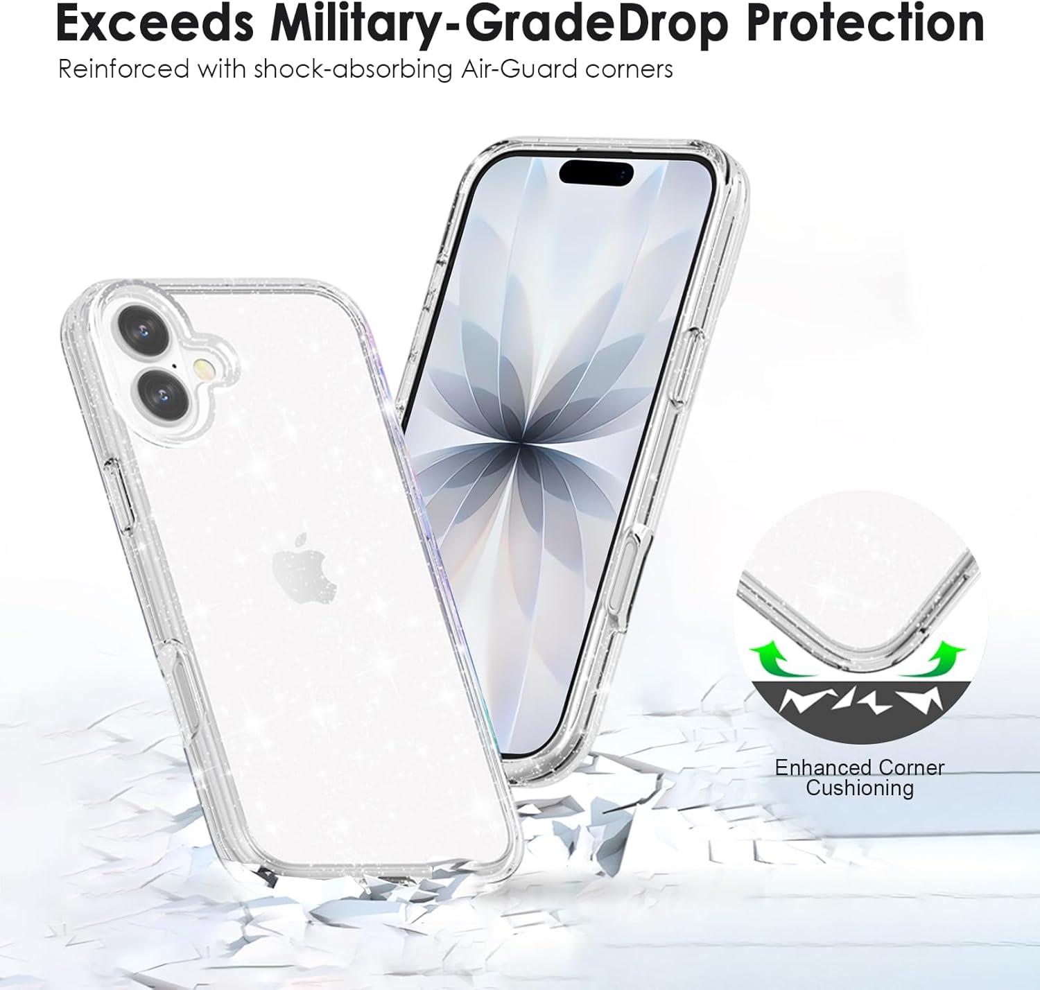 imageTENOC Phone Case Compatible with iPhone 15 Pro Max Clear Case Shockproof Protective Bumper Slim Cover for 67 InchClear Glitter