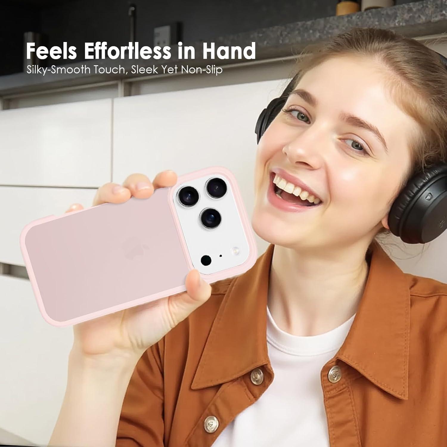 imageTENOC Phone Case Compatible with iPhone 15 Pro Max Clear Case Shockproof Protective Bumper Slim Cover for 67 InchTranslucent Pink