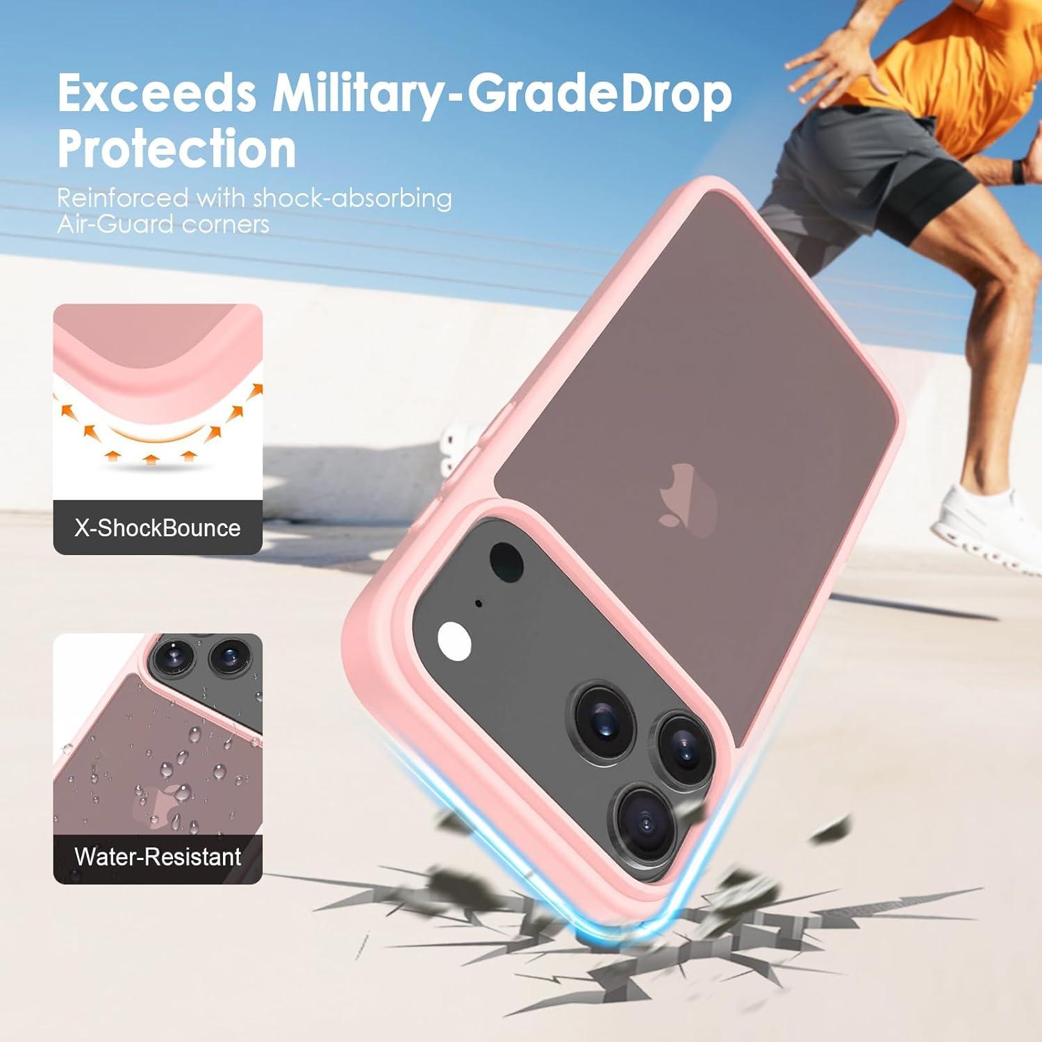 imageTENOC Phone Case Compatible with iPhone 15 Pro Max Clear Case Shockproof Protective Bumper Slim Cover for 67 InchTranslucent Pink