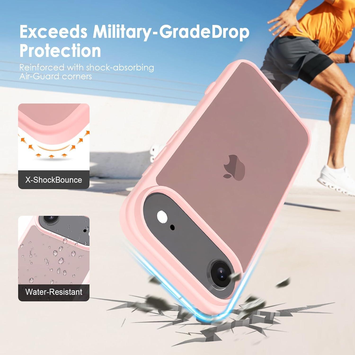 imageTENOC Phone Case Compatible with iPhone 15 Pro Max Clear Case Shockproof Protective Bumper Slim Cover for 67 InchTranslucent Pink