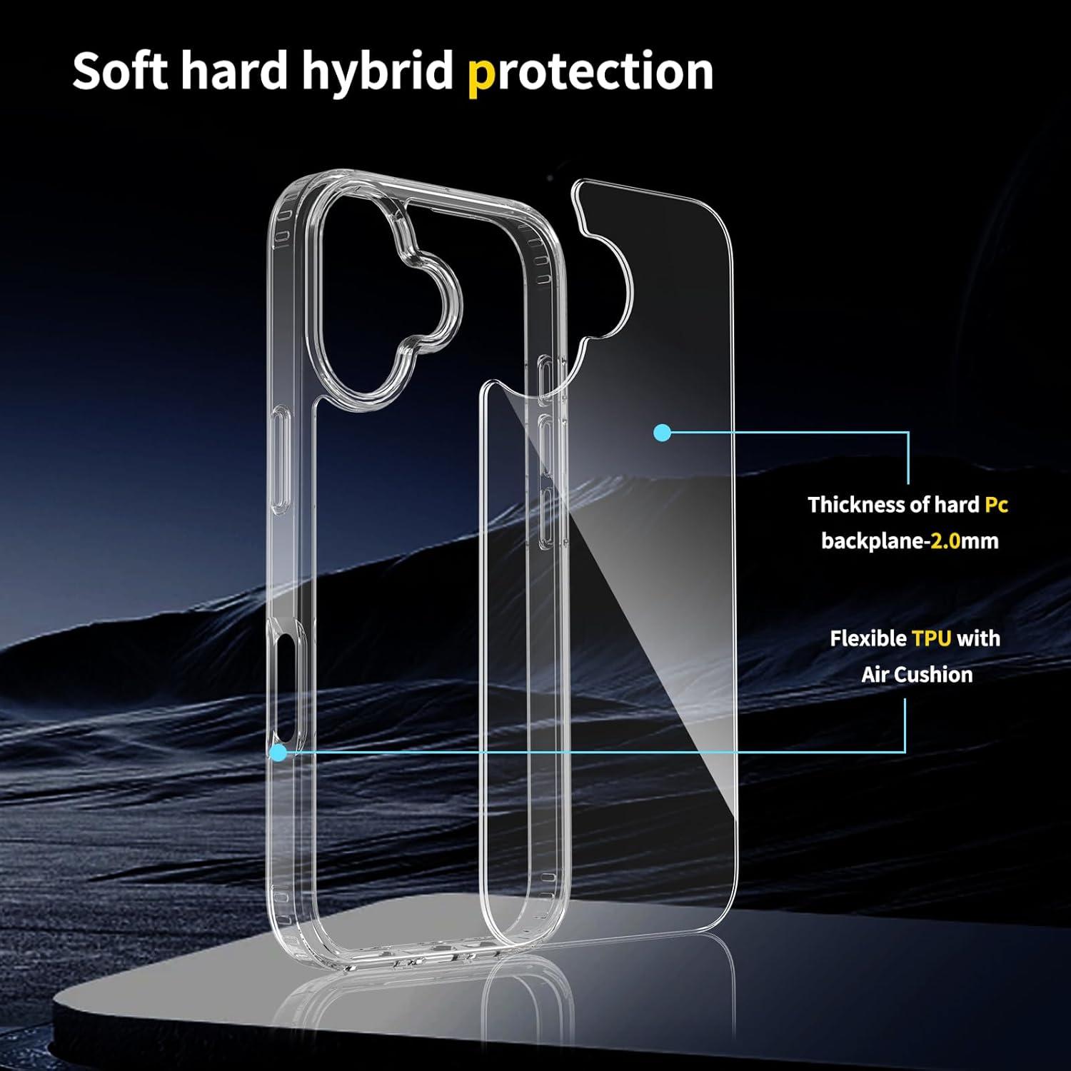 imageTENOC Phone Case Compatible with iPhone 16 Black Case AntiFingerprint Protective Bumper Matte Cover for 61 InchClear AntiYellowing