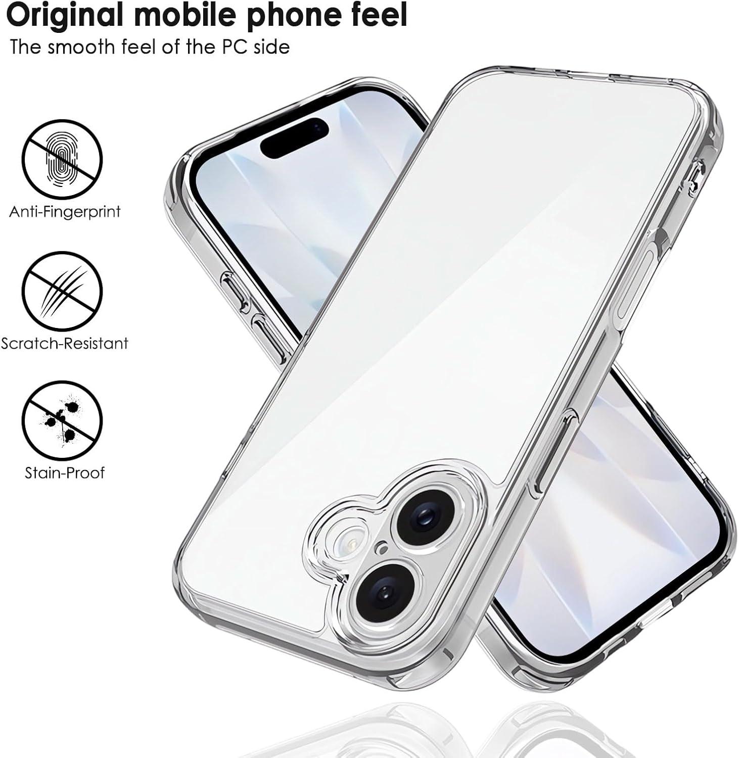 imageTENOC Phone Case Compatible with iPhone 16 Black Case AntiFingerprint Protective Bumper Matte Cover for 61 InchClear AntiYellowing
