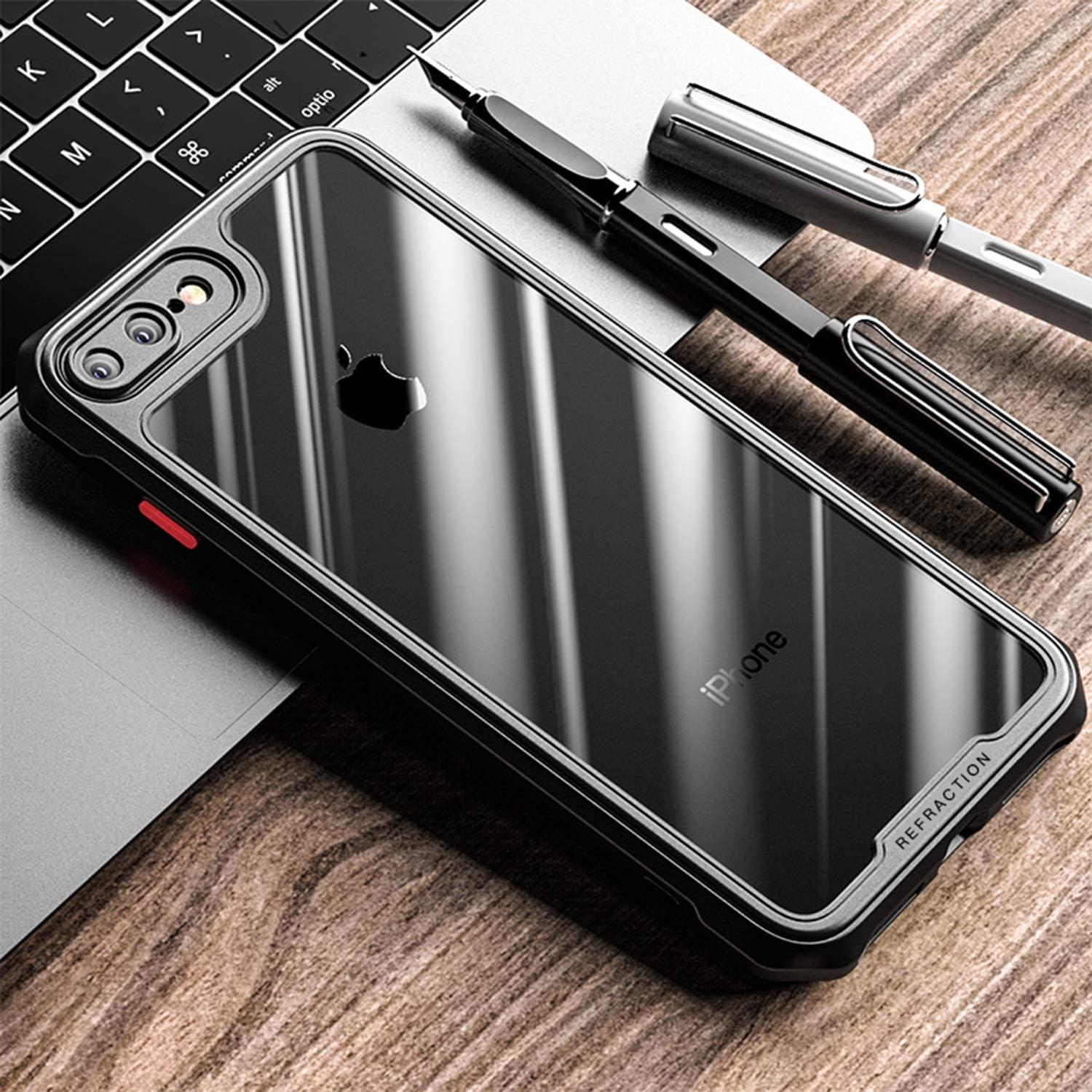 imageTENOC Phone Case Compatible with iPhone 7 Plus amp iPhone 8 Plus Clear Case Black Protective Bumper NonYellowing Cover for 55 Inch