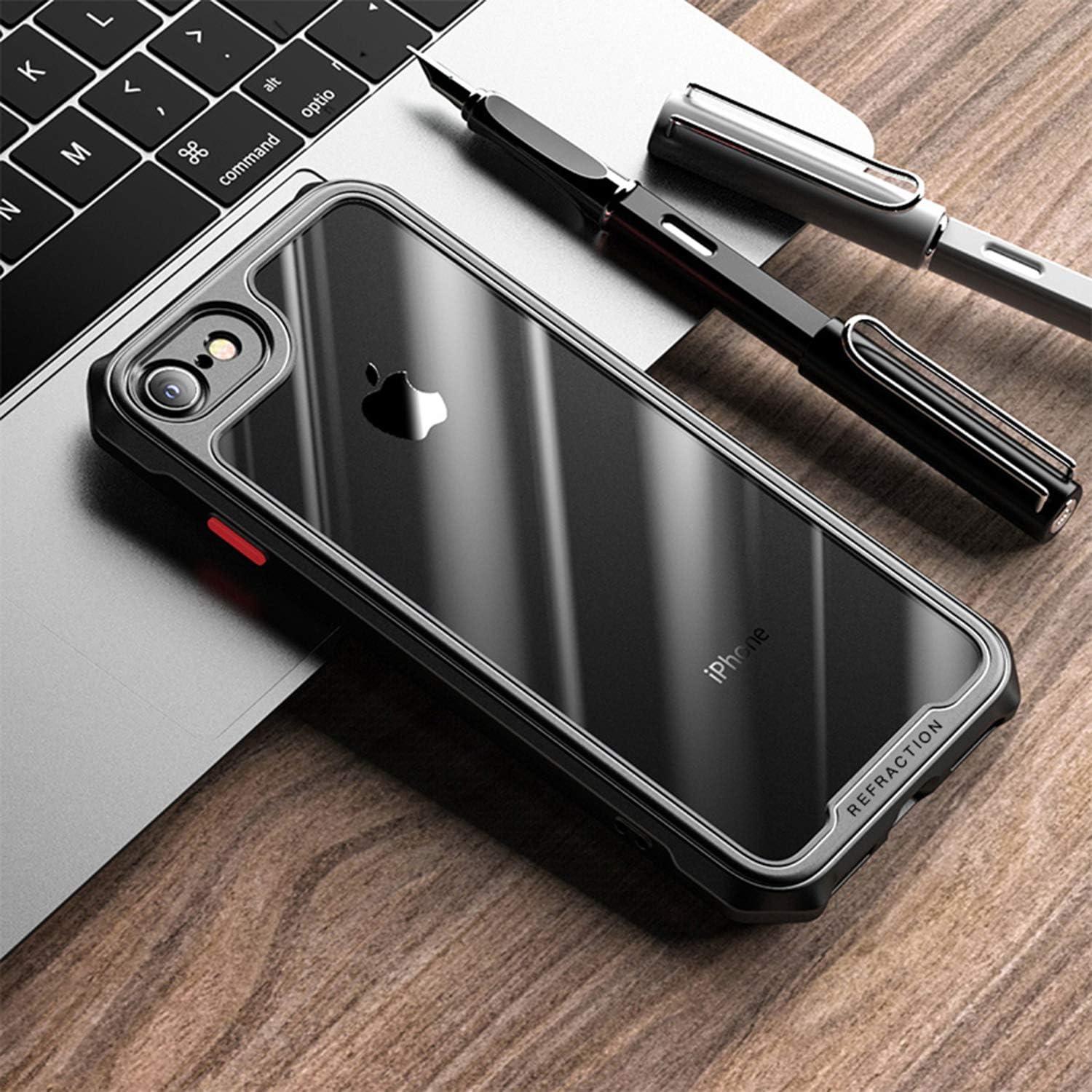 imageTENOC Phone Case Compatible with iPhone SE 2nd 2020 and 3rd 2022 Generation amp iPhone 7 amp iPhone 8 Clear Case Black Protective Bumper NonYellowing Cover for 47 Inch