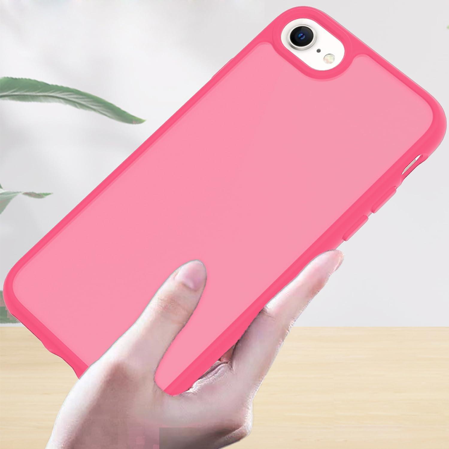 imageTENOC Phone Case Compatible with iPhone SE 2nd 2020 and 3rd 2022 Generation amp iPhone 7 amp iPhone 8 Clear Case Shockproof Protective Bumper Slim Cover for 47 InchTranslucent Hot Pink