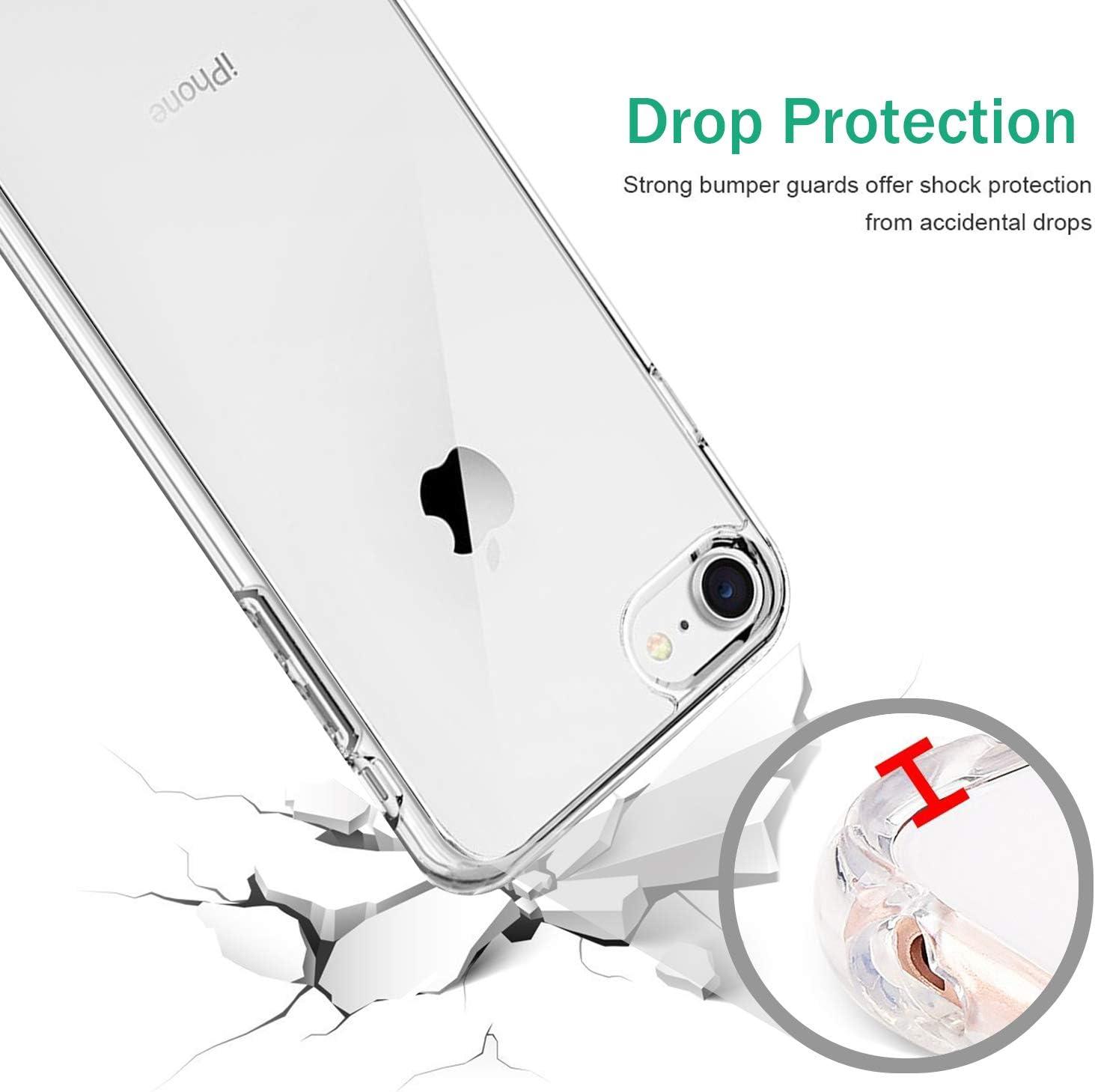 imageTENOC Phone Case Compatible with iPhone SE 2nd 2020 and 3rd 2022 Generation amp iPhone 7 amp iPhone 8 Clear Case Shockproof Protective Bumper Slim Cover for 47 InchClear