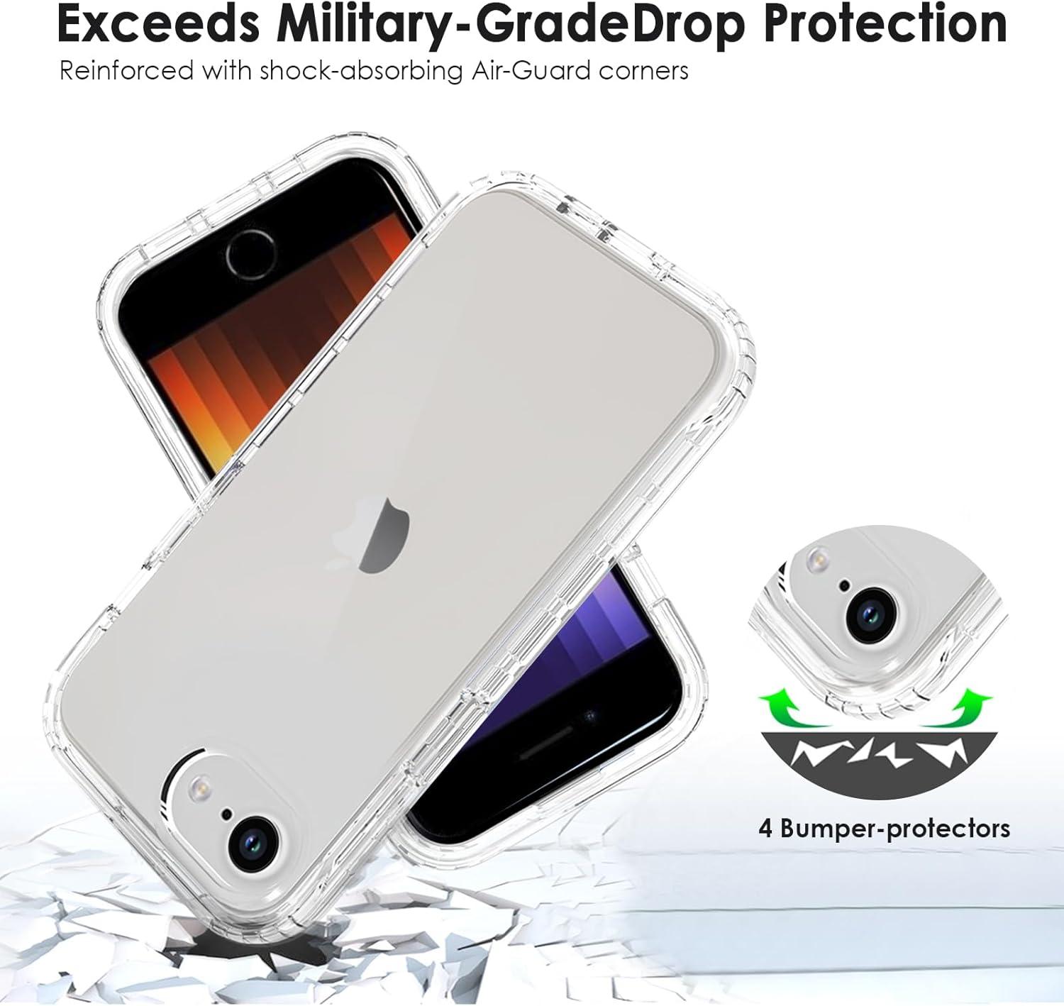 imageTENOC Phone Case Compatible with iPhone SE 2nd 2020 and 3rd 2022 Generation amp iPhone 7 amp iPhone 8 Clear Case Shockproof Protective Bumper Slim Cover for 47 InchClear Protective