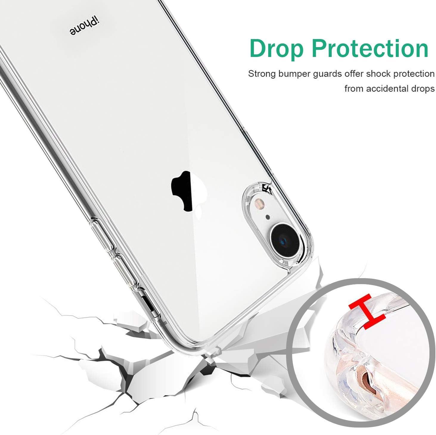 imageTENOC Phone Case Compatible with iPhone SE 2nd 2020 and 3rd 2022 Generation amp iPhone 7 amp iPhone 8 Clear Case Shockproof Protective Bumper Slim Cover for 47 InchClear