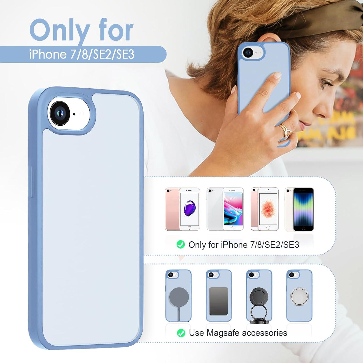 imageTENOC Phone Case Compatible with iPhone SE 2nd 2020 and 3rd 2022 Generation amp iPhone 7 amp iPhone 8 Clear Case Shockproof Protective Bumper Slim Cover for 47 InchTranslucent Sierra Blue