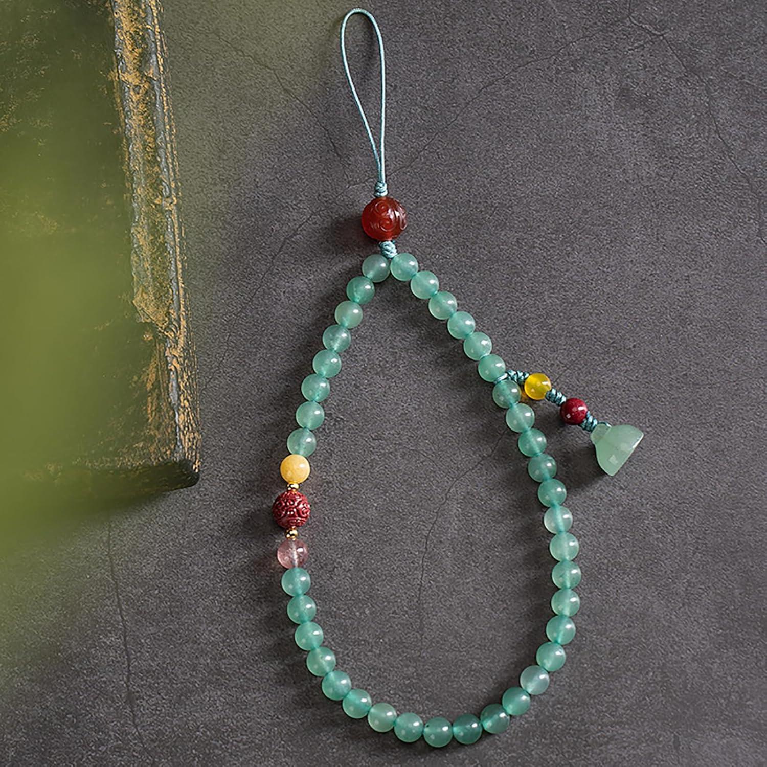 imageTENOC Phone Charm Strap Universal Cellphone Wrist Strap Handmade Beaded Phone Chain String Pendant for WomenGreen
