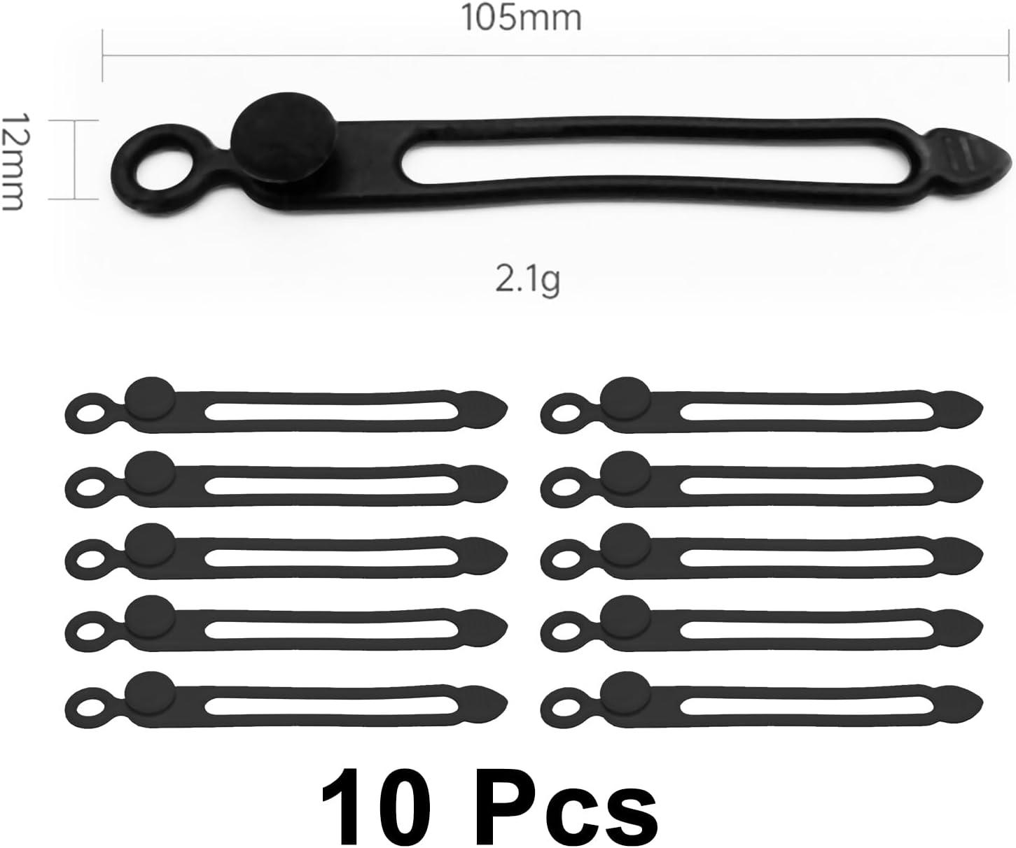 imageTENOC Silicone Cable Ties 10 Pcs Black Reusable Cable Holder Elastic Cord Straps Flexible Wire Organizer for Phone Tablet Charging Cable and Headset or OthersBlack