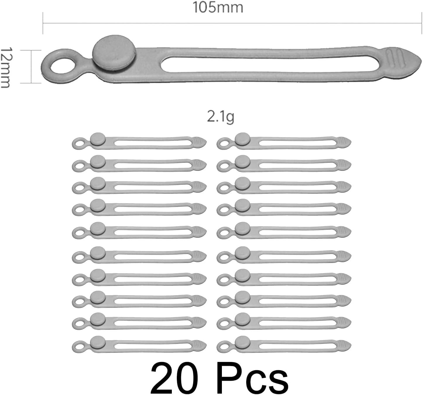 imageTENOC Silicone Cable Ties 10 Pcs Black Reusable Cable Holder Elastic Cord Straps Flexible Wire Organizer for Phone Tablet Charging Cable and Headset or OthersGrey