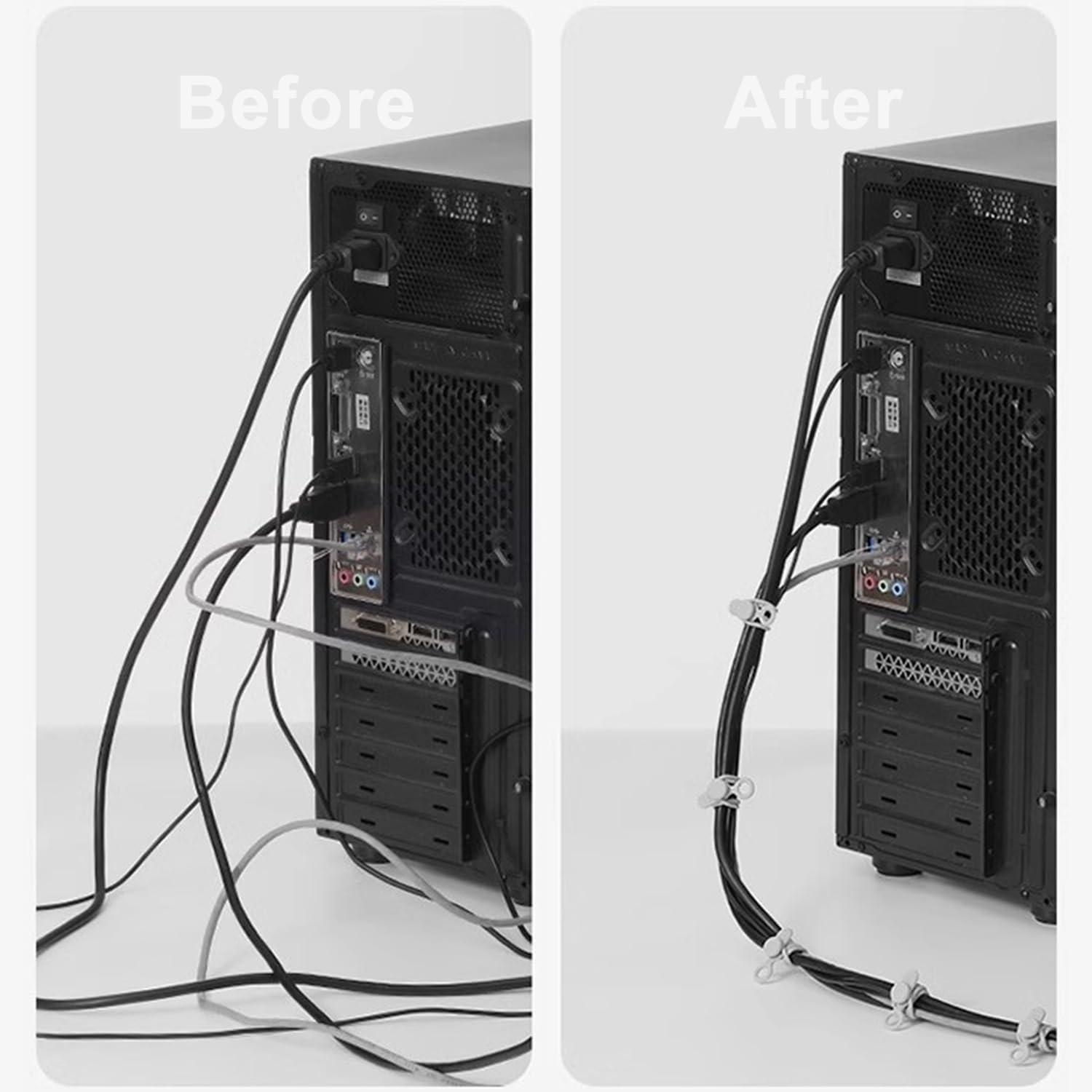 imageTENOC Silicone Cable Ties 10 Pcs Black Reusable Cable Holder Elastic Cord Straps Flexible Wire Organizer for Phone Tablet Charging Cable and Headset or OthersYellow